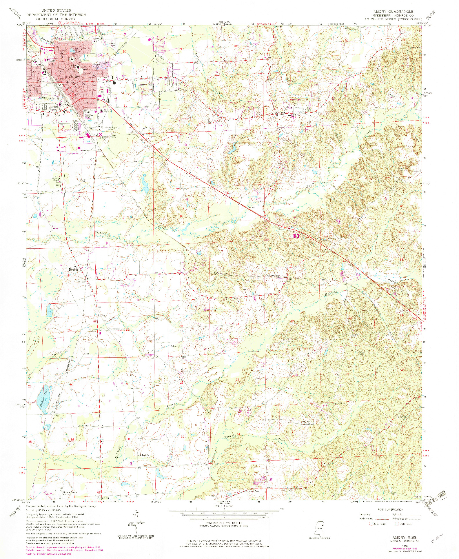 USGS 1:24000-SCALE QUADRANGLE FOR AMORY, MS 1966