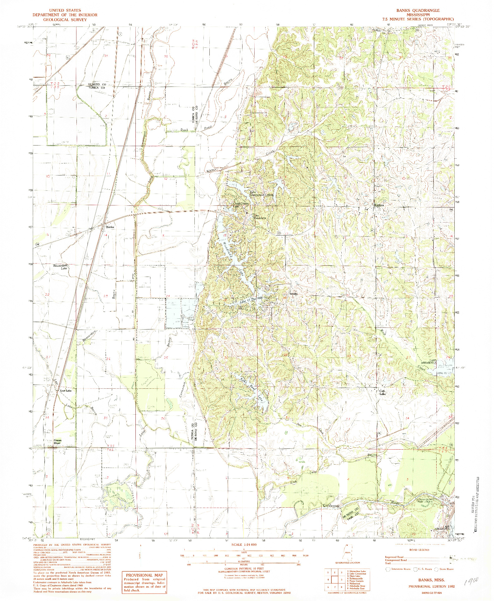 USGS 1:24000-SCALE QUADRANGLE FOR BANKS, MS 1982