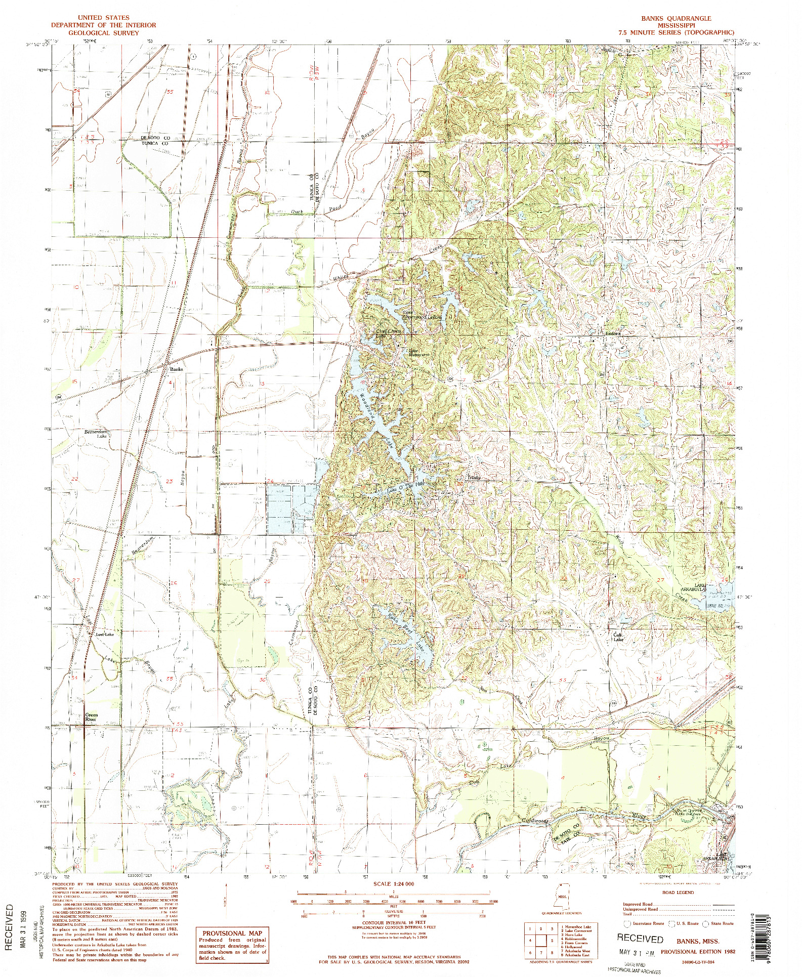 USGS 1:24000-SCALE QUADRANGLE FOR BANKS, MS 1982