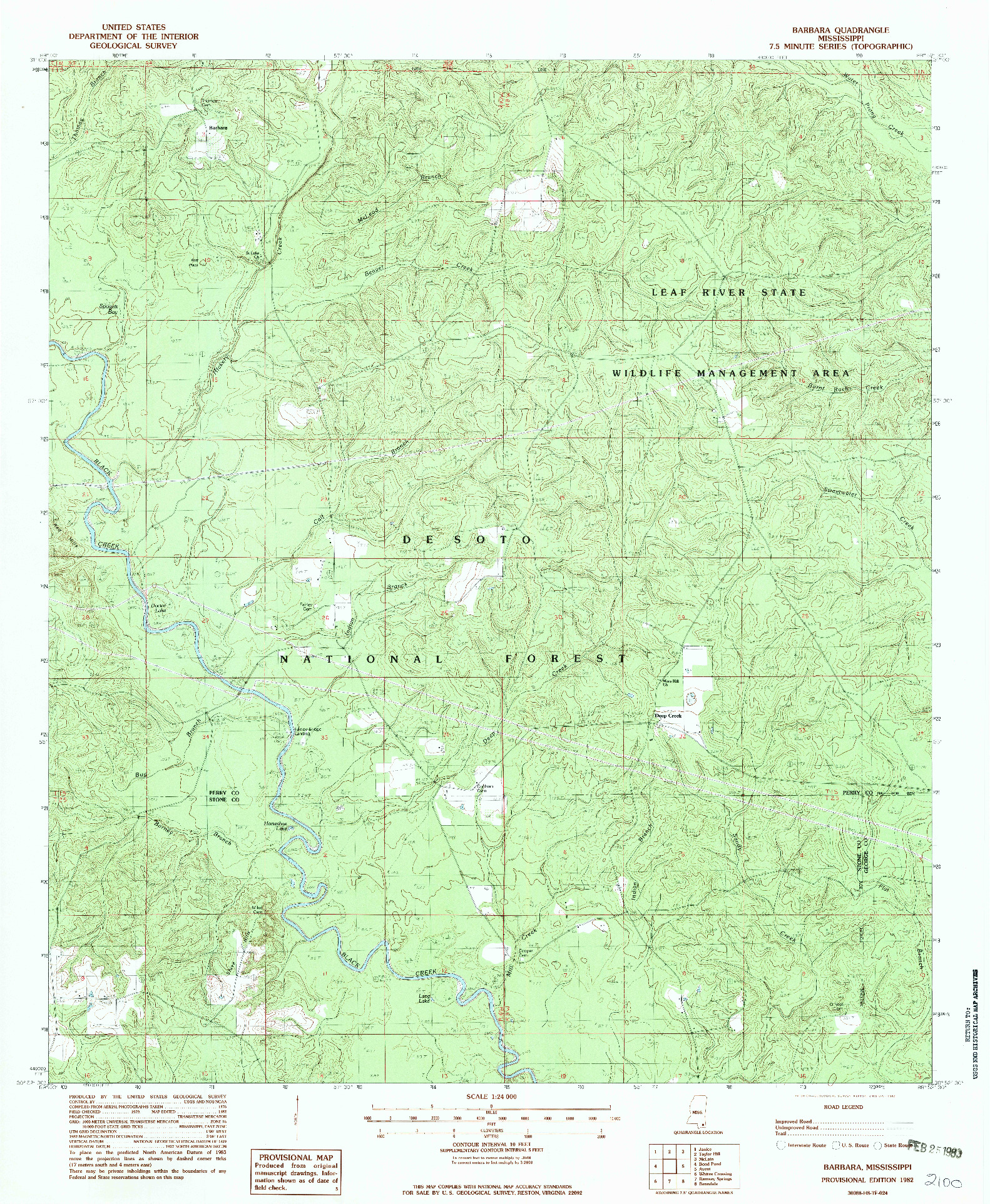 USGS 1:24000-SCALE QUADRANGLE FOR BARBARA, MS 1982