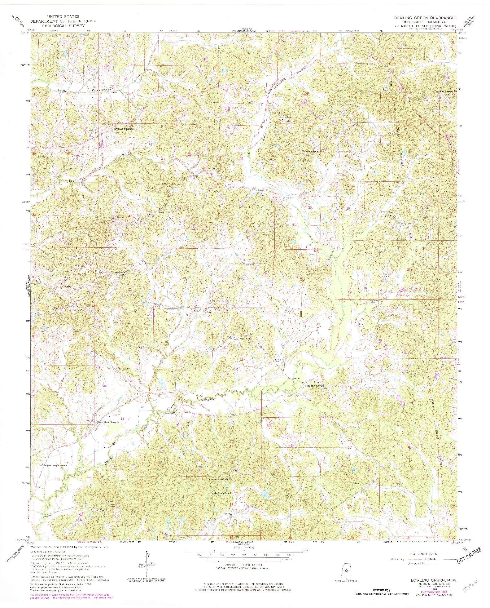 USGS 1:24000-SCALE QUADRANGLE FOR BOWLING GREEN, MS 1964