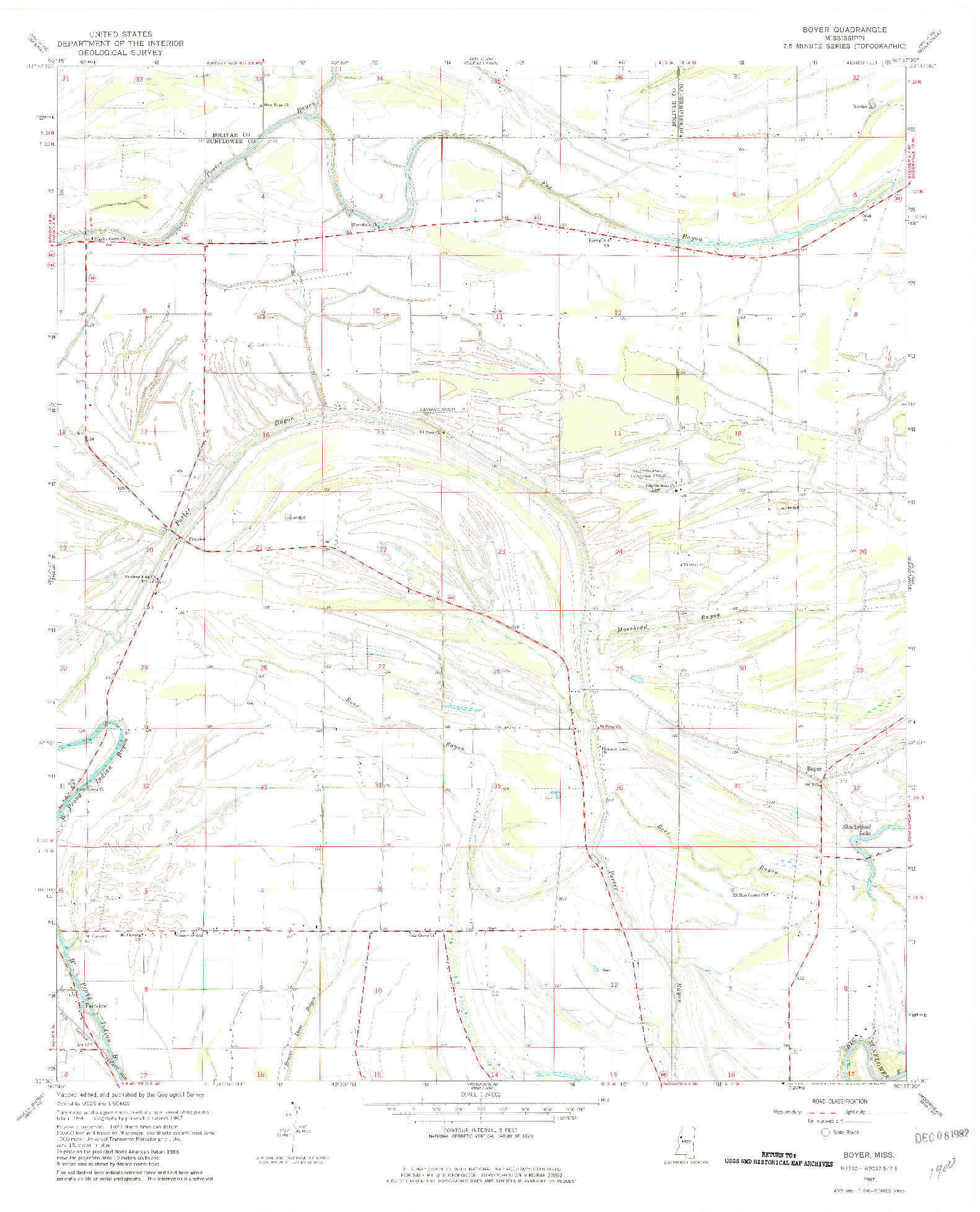 USGS 1:24000-SCALE QUADRANGLE FOR BOYER, MS 1967
