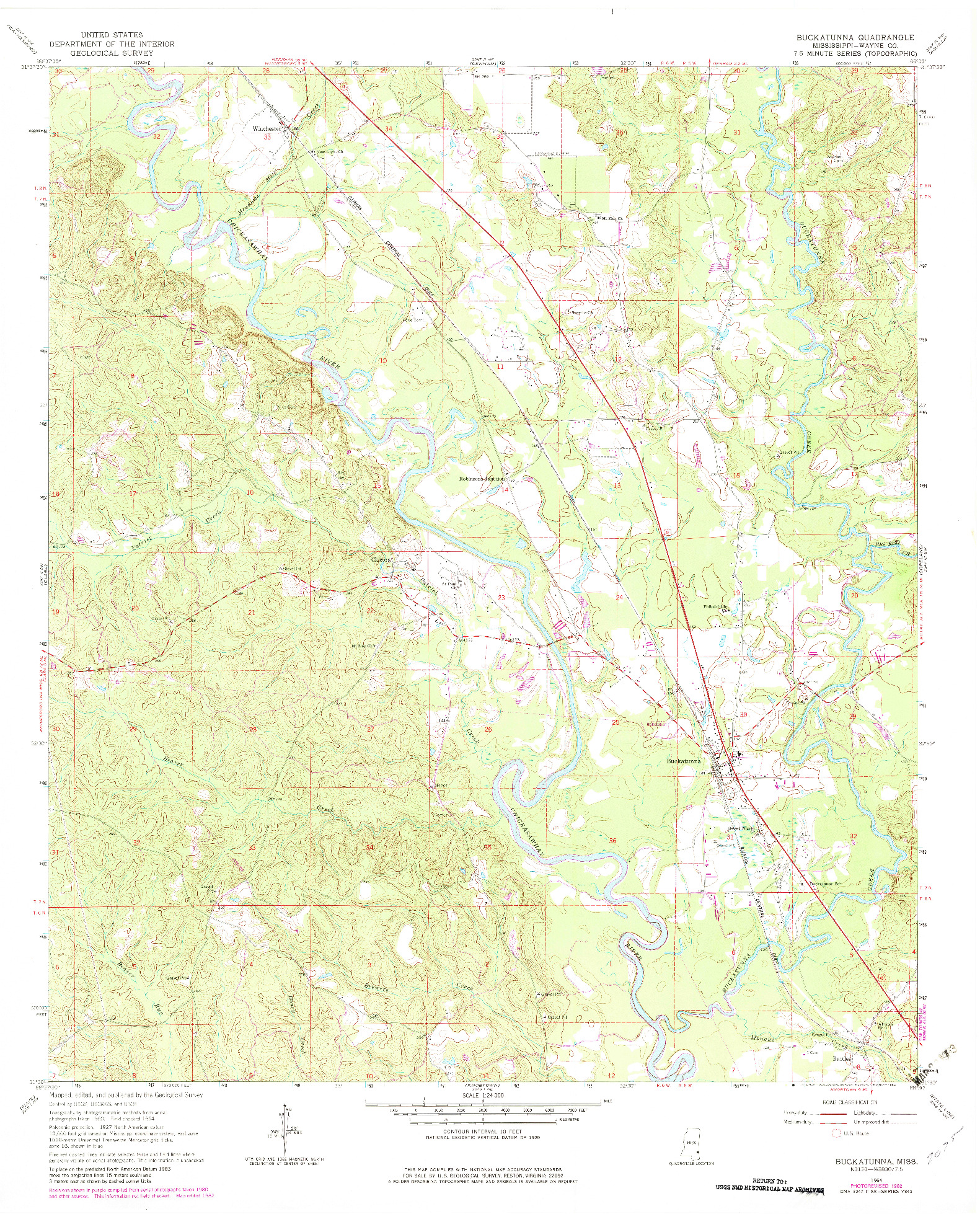 USGS 1:24000-SCALE QUADRANGLE FOR BUCKATUNNA, MS 1964