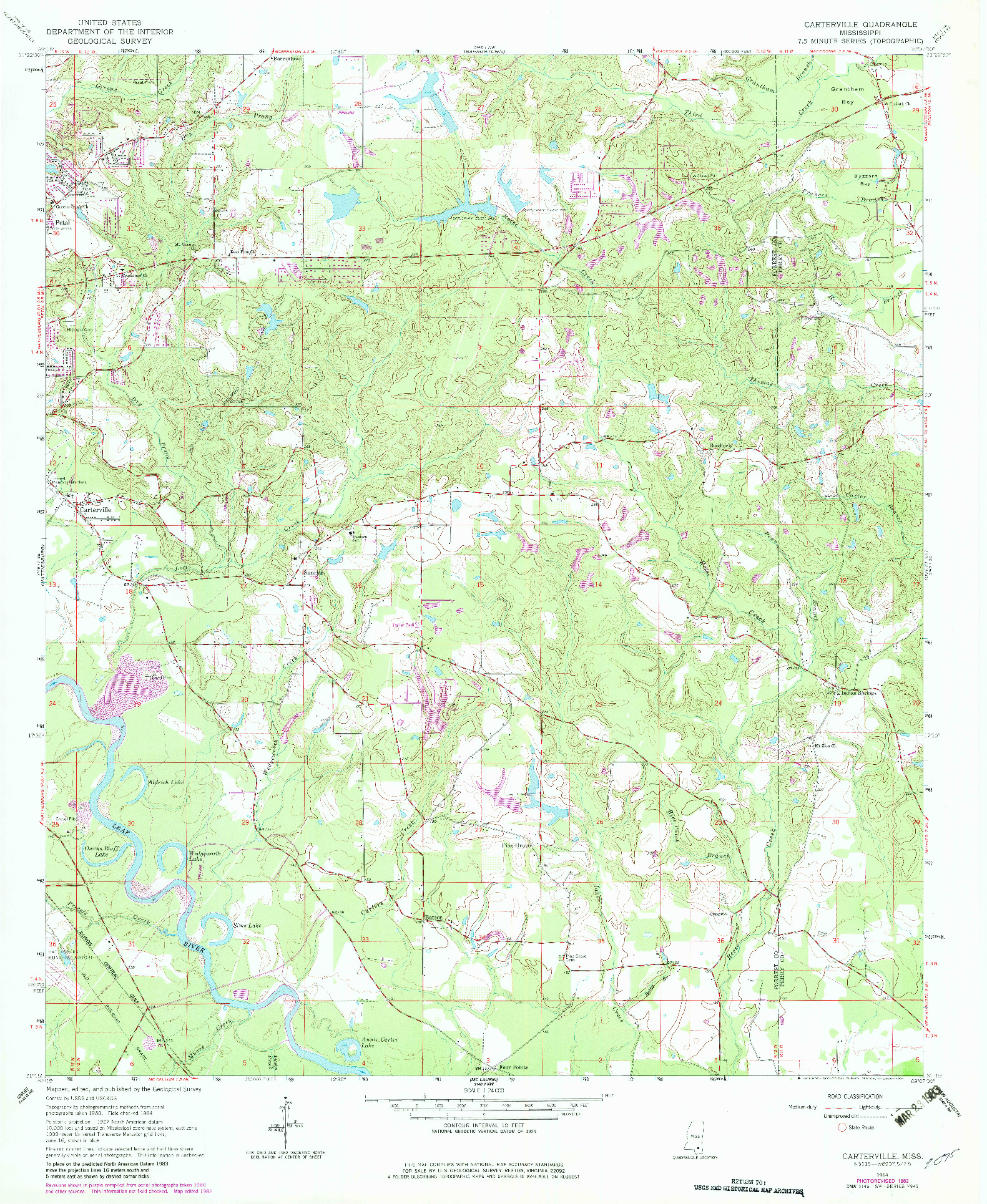 USGS 1:24000-SCALE QUADRANGLE FOR CARTERVILLE, MS 1964
