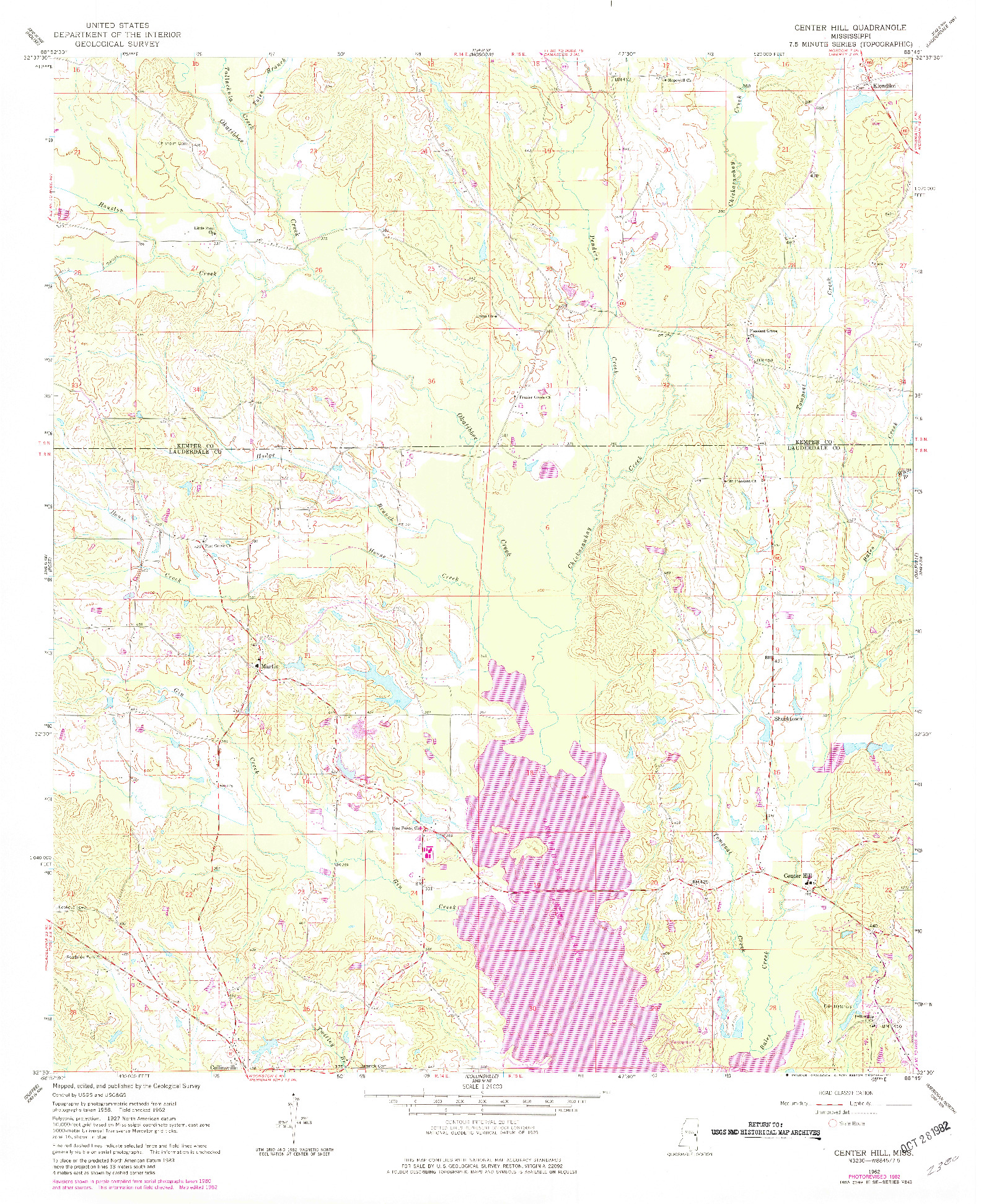 USGS 1:24000-SCALE QUADRANGLE FOR CENTER HILL, MS 1962