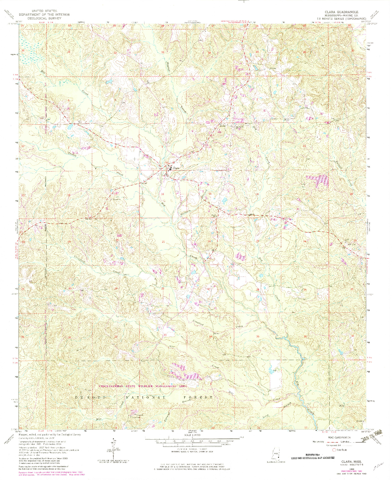 USGS 1:24000-SCALE QUADRANGLE FOR CLARA, MS 1964