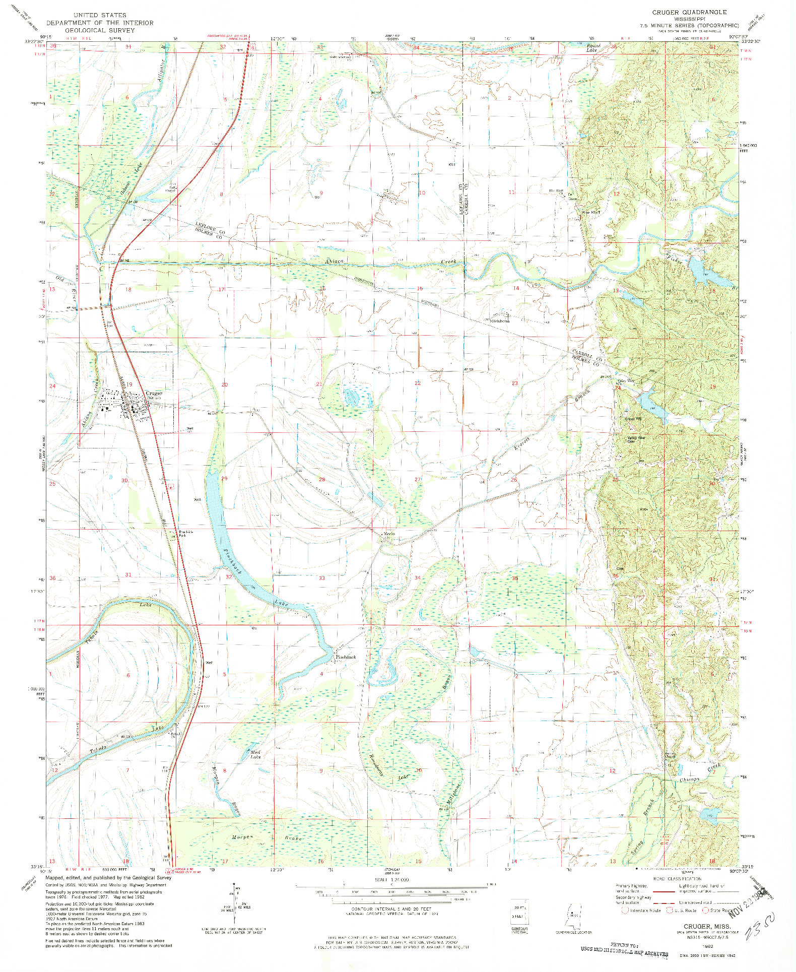 USGS 1:24000-SCALE QUADRANGLE FOR CRUGER, MS 1982
