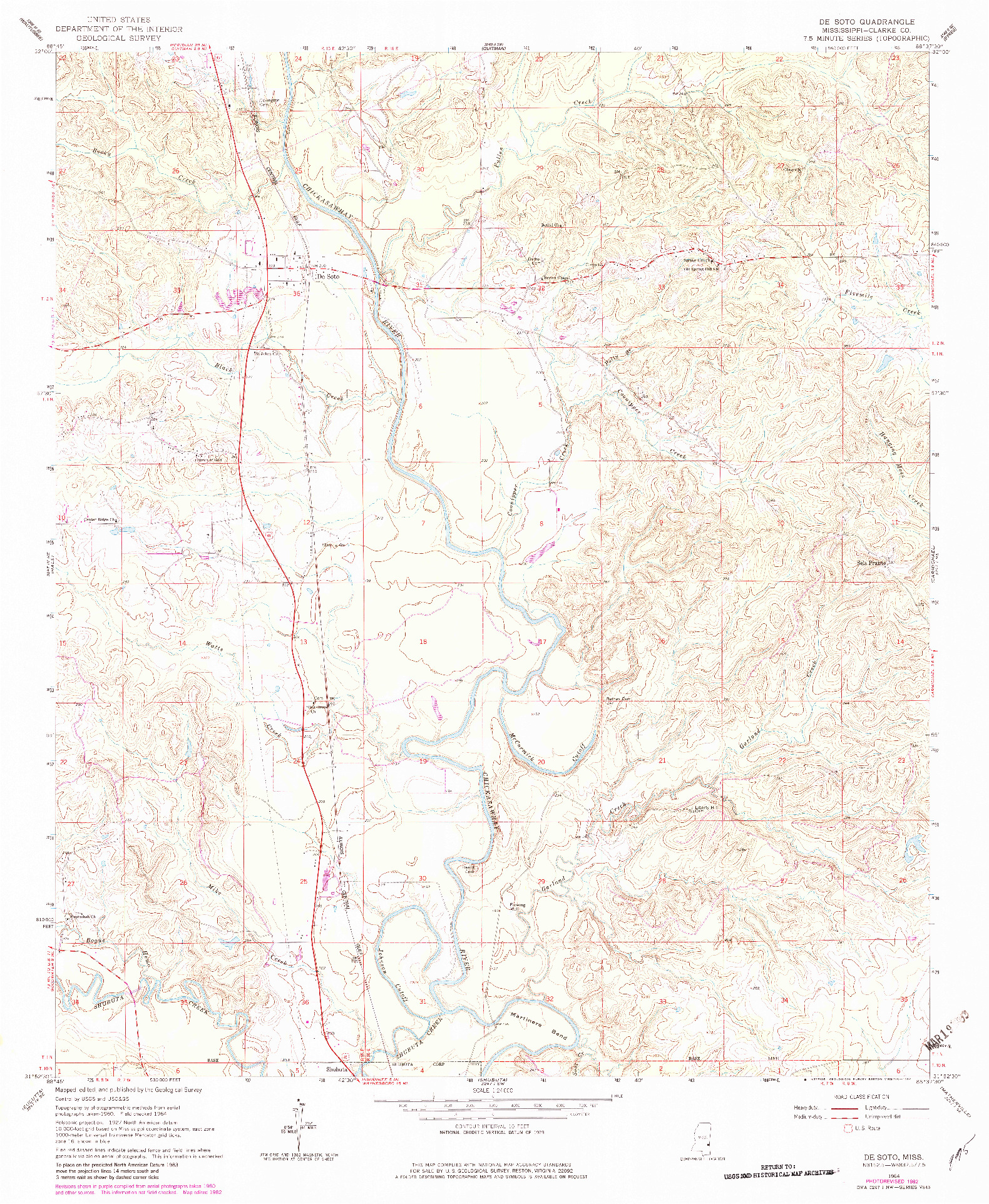 USGS 1:24000-SCALE QUADRANGLE FOR DE SOTO, MS 1964