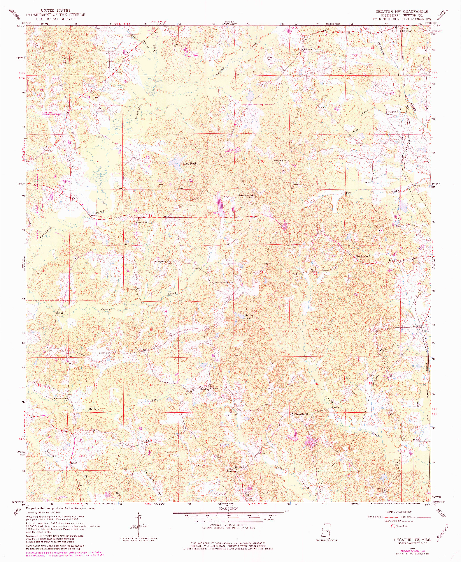 USGS 1:24000-SCALE QUADRANGLE FOR DECATUR NW, MS 1966