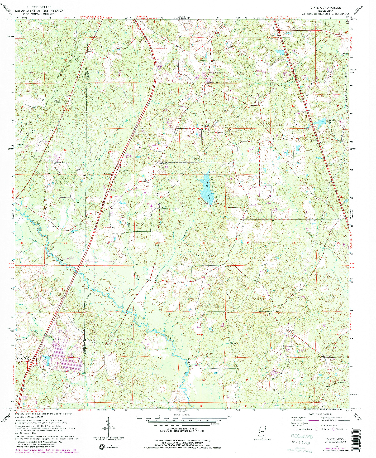 USGS 1:24000-SCALE QUADRANGLE FOR DIXIE, MS 1965