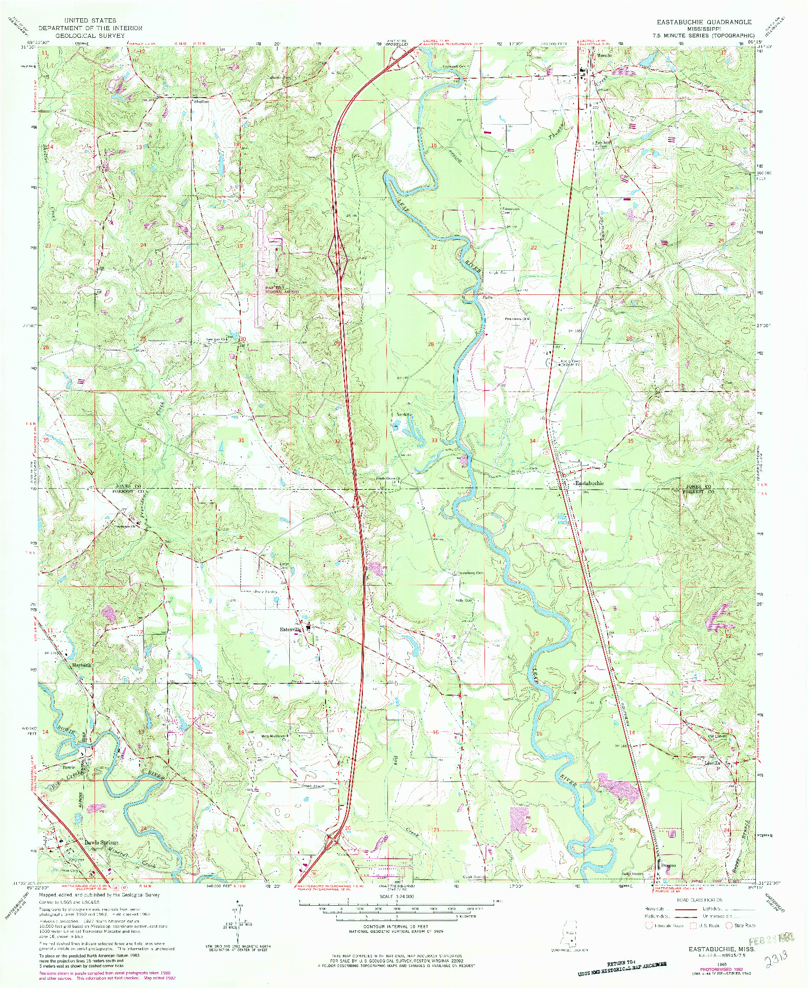 USGS 1:24000-SCALE QUADRANGLE FOR EASTABUCHIE, MS 1965