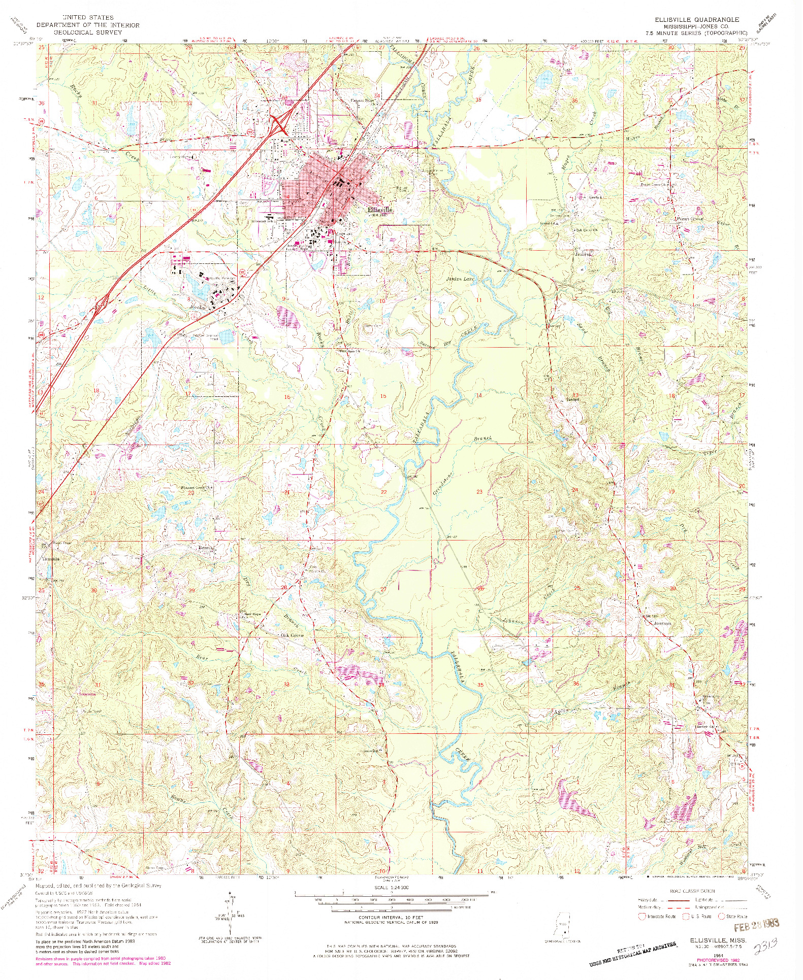 USGS 1:24000-SCALE QUADRANGLE FOR ELLISVILLE, MS 1964