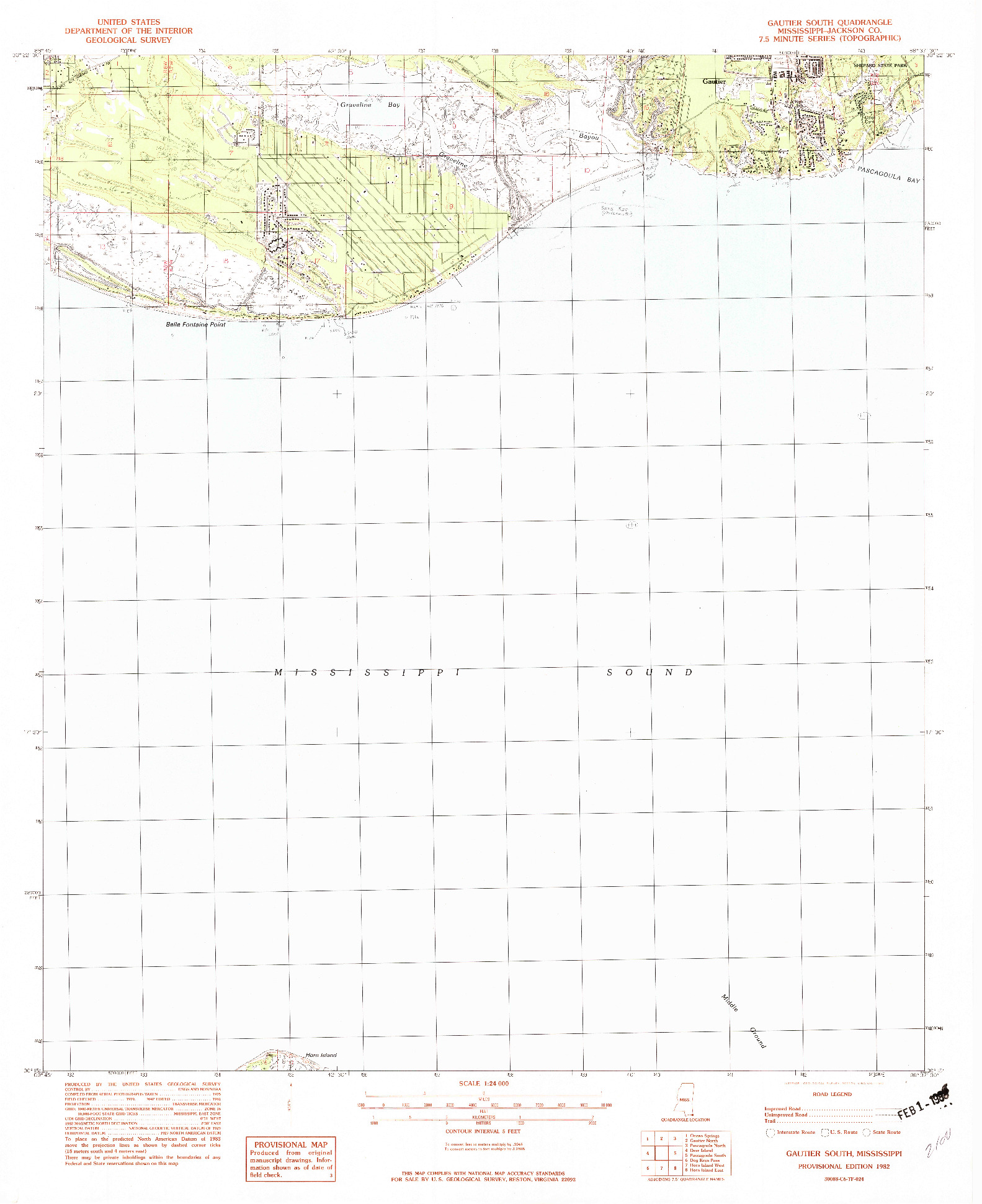 USGS 1:24000-SCALE QUADRANGLE FOR GAUTIER SOUTH, MS 1982