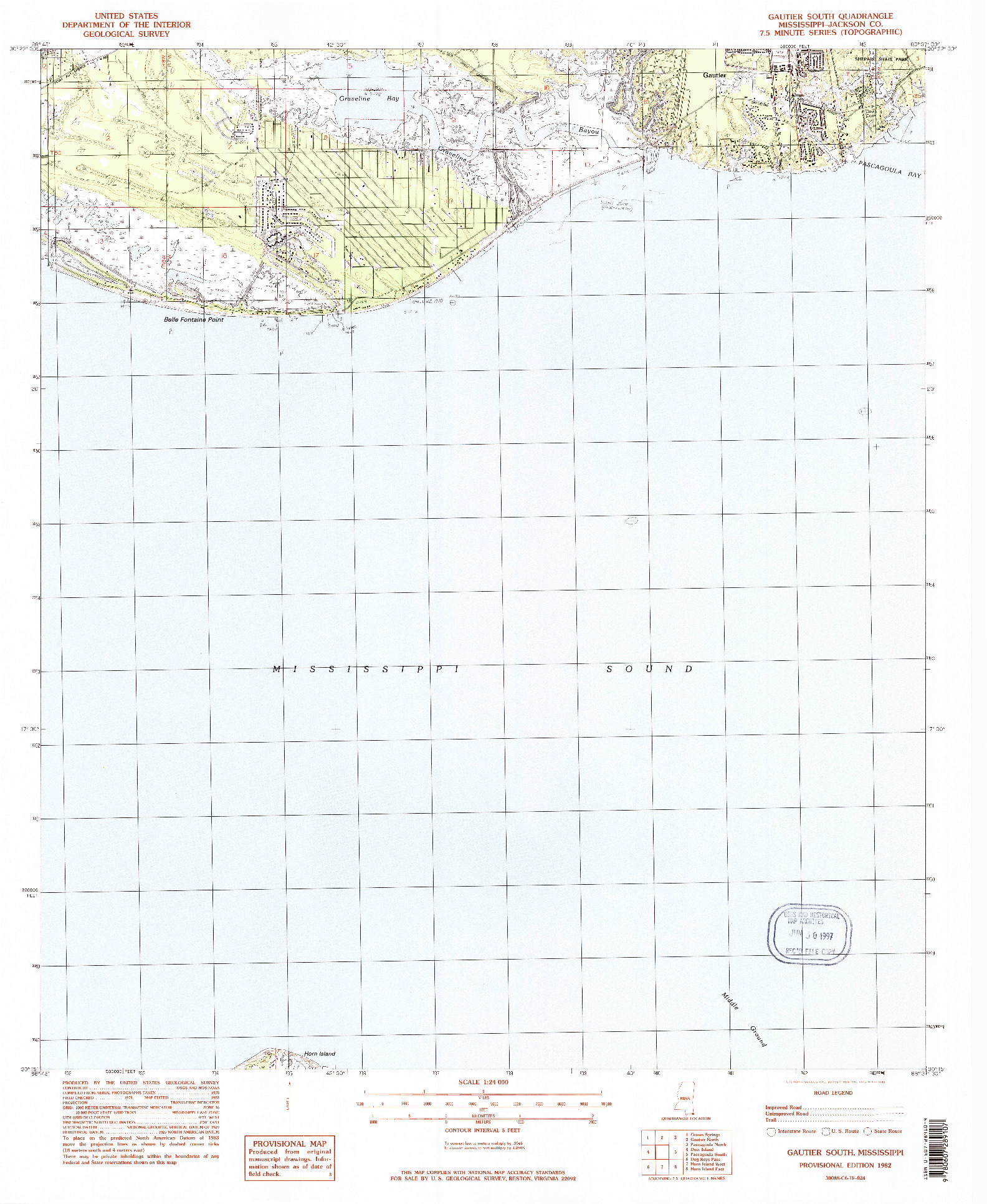 USGS 1:24000-SCALE QUADRANGLE FOR GAUTIER SOUTH, MS 1982