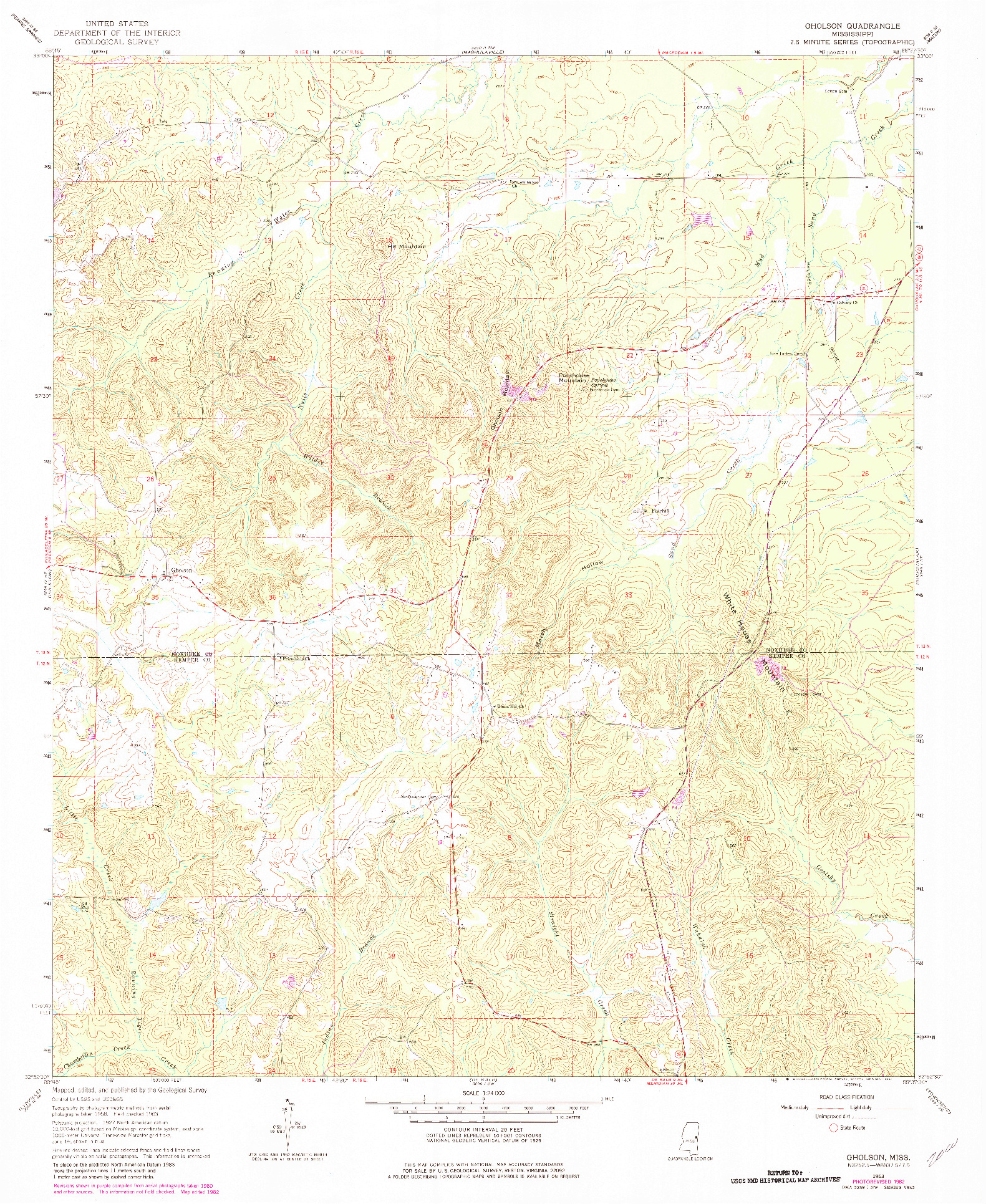 USGS 1:24000-SCALE QUADRANGLE FOR GHOLSON, MS 1963