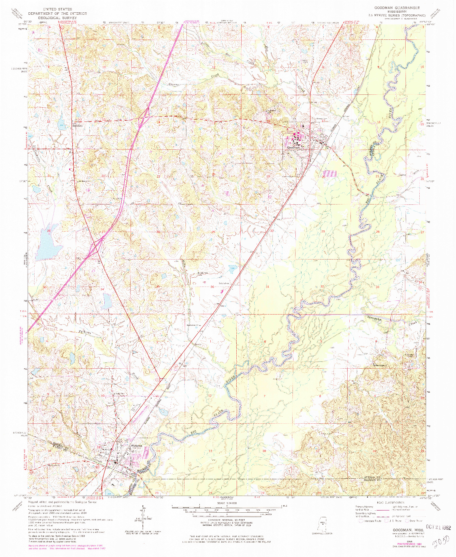 USGS 1:24000-SCALE QUADRANGLE FOR GOODMAN, MS 1964
