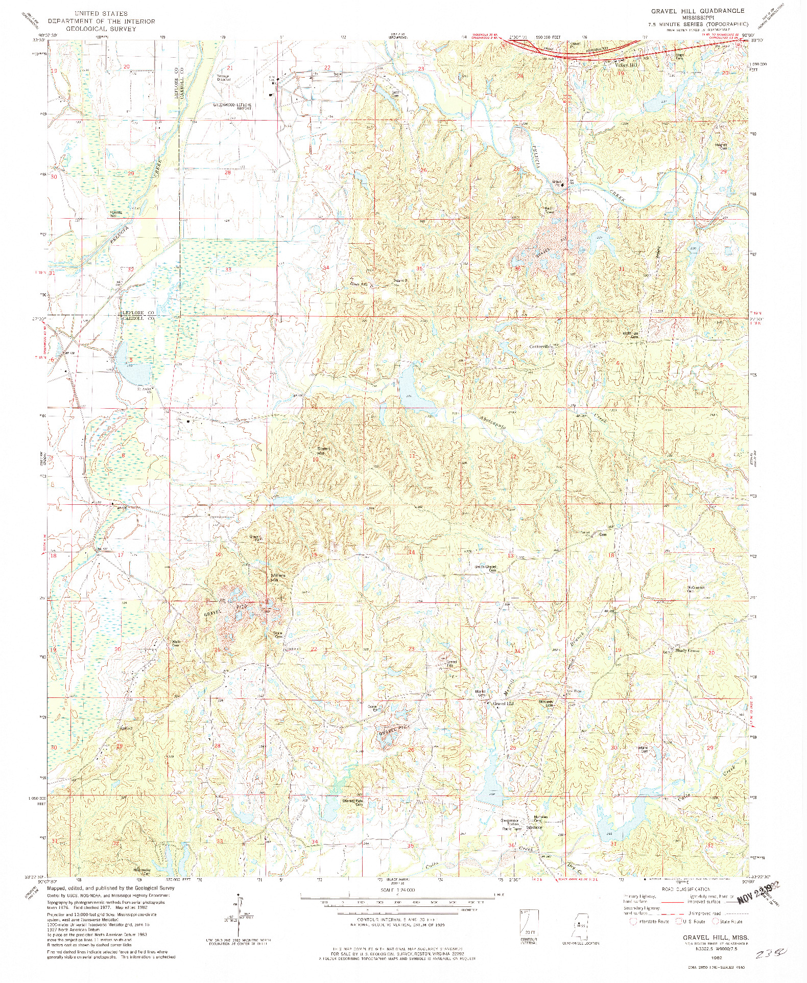 USGS 1:24000-SCALE QUADRANGLE FOR GRAVEL HILL, MS 1982