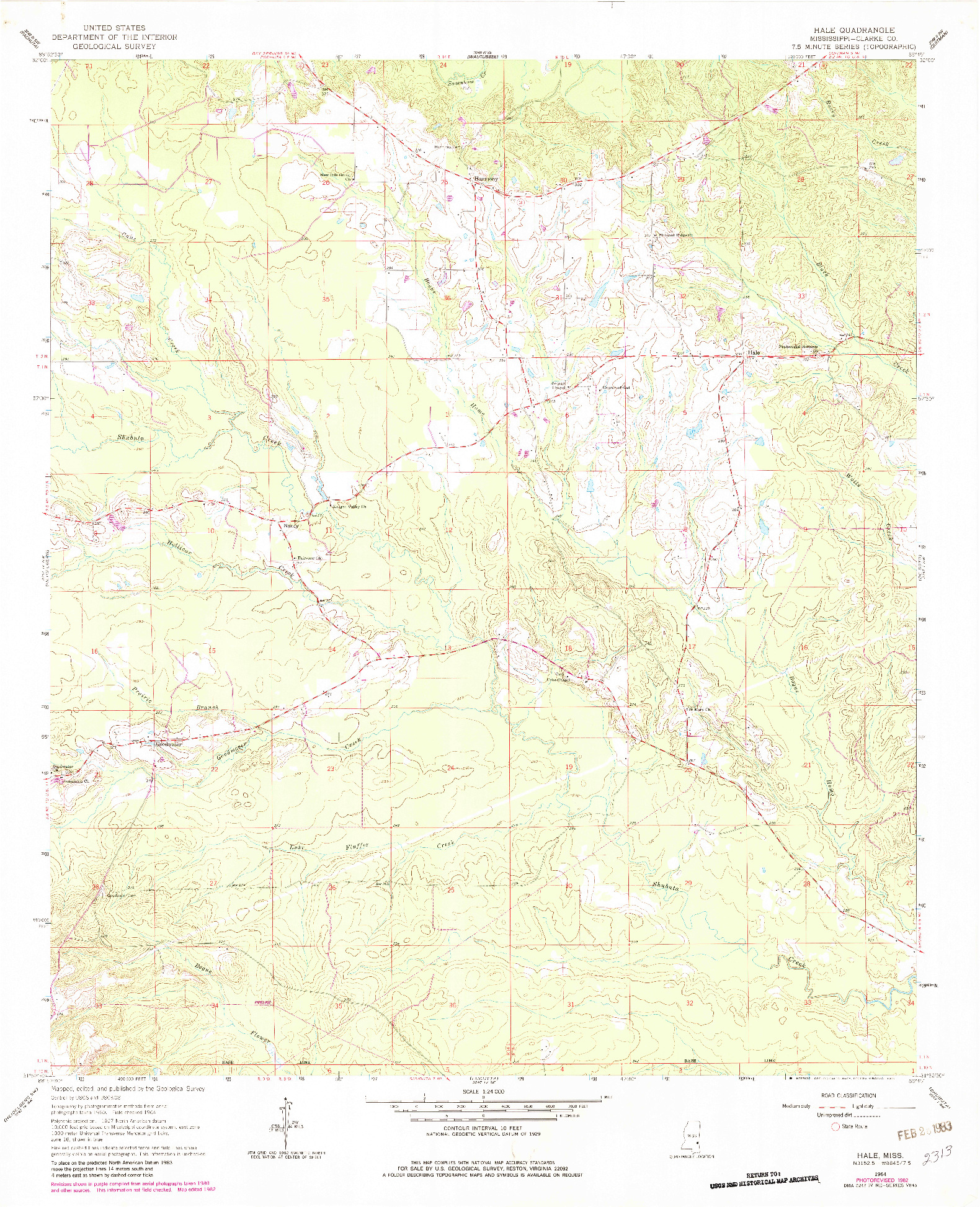 USGS 1:24000-SCALE QUADRANGLE FOR HALE, MS 1964
