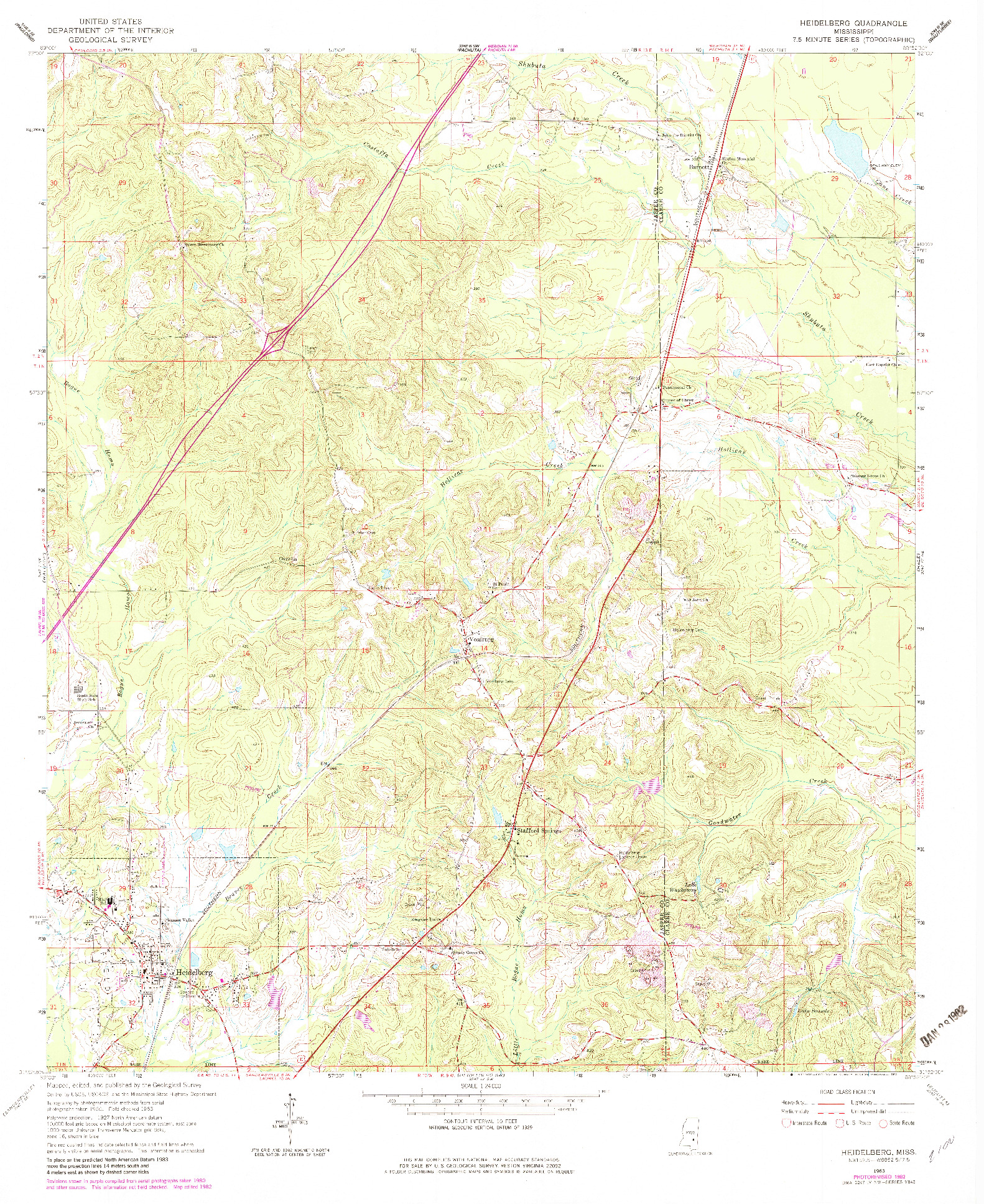 USGS 1:24000-SCALE QUADRANGLE FOR HEIDELBERG, MS 1963
