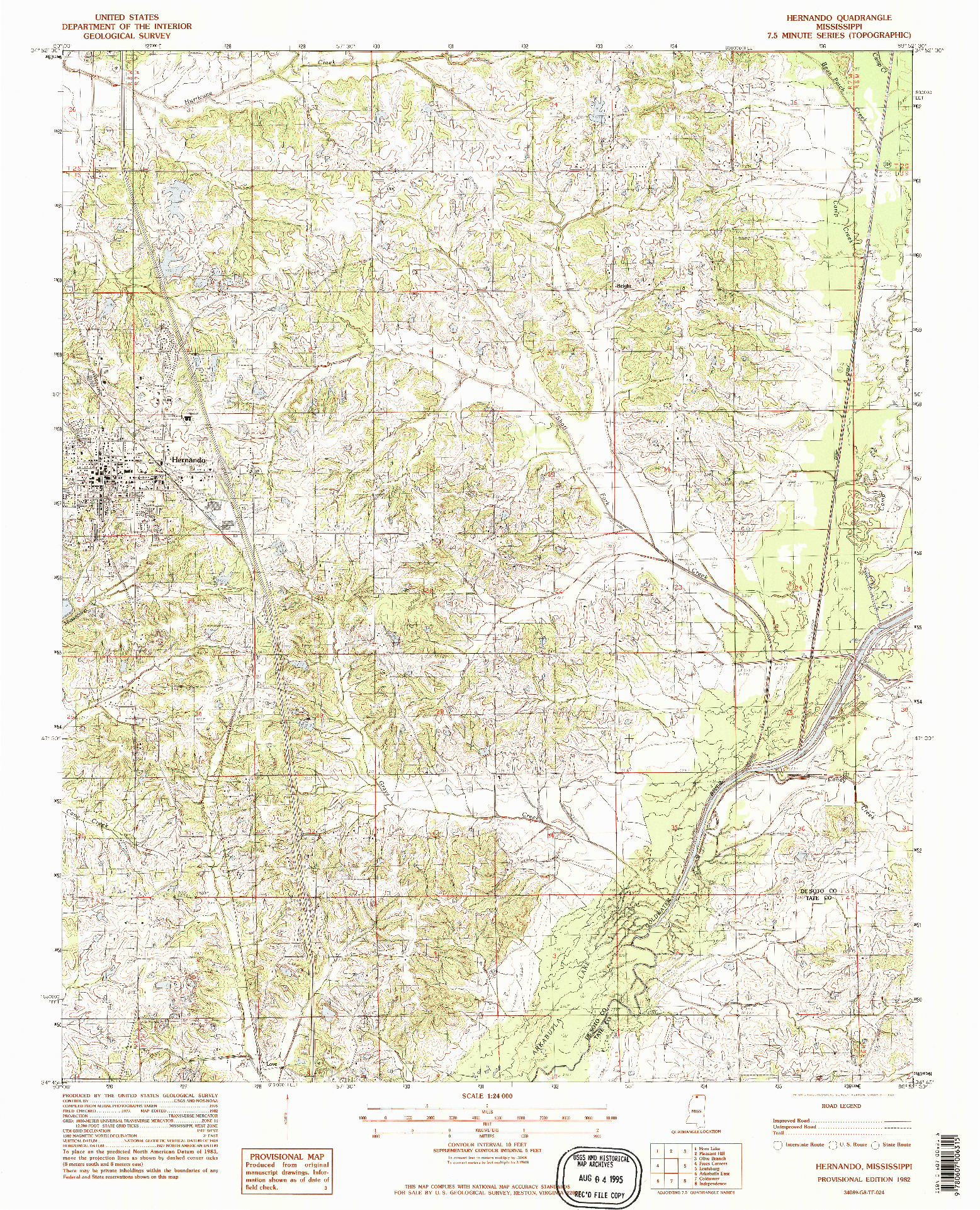 USGS 1:24000-SCALE QUADRANGLE FOR HERNANDO, MS 1982