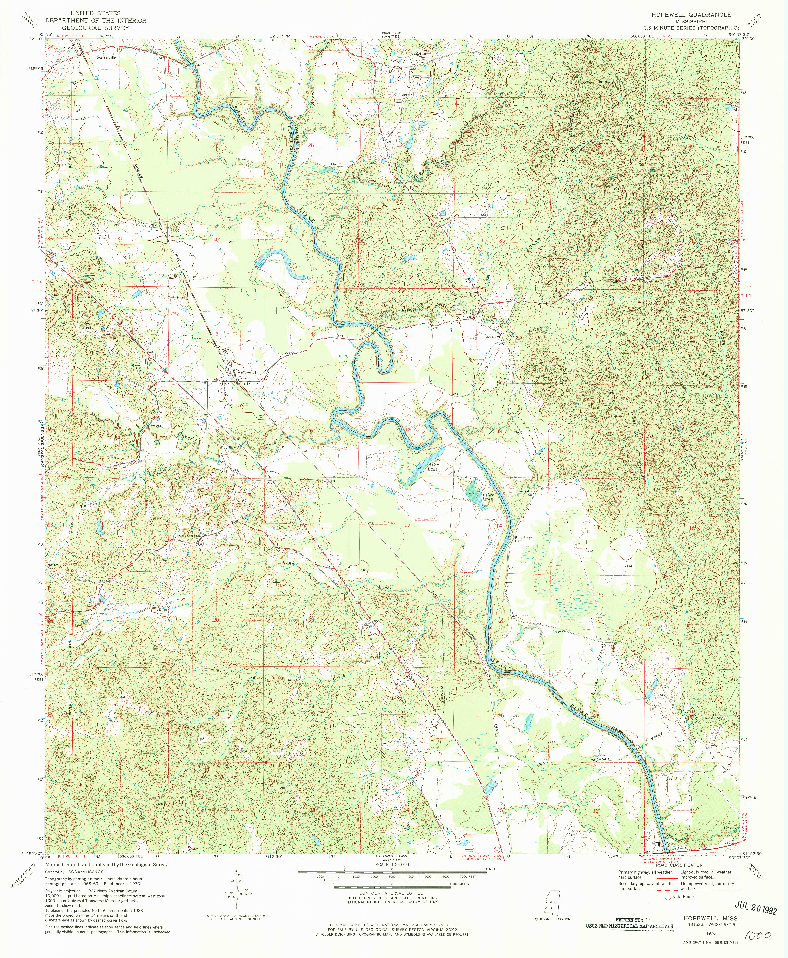 USGS 1:24000-SCALE QUADRANGLE FOR HOPEWELL, MS 1970