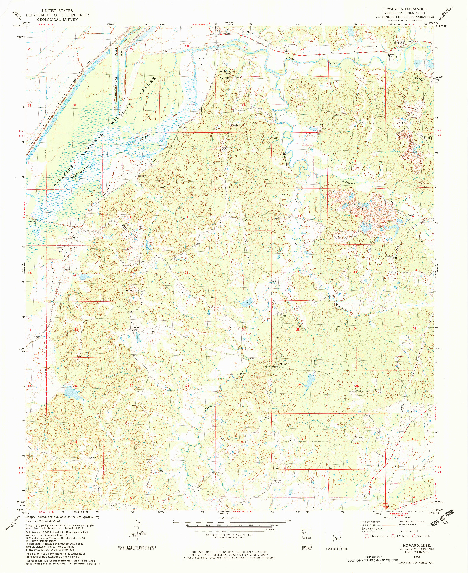 USGS 1:24000-SCALE QUADRANGLE FOR HOWARD, MS 1982
