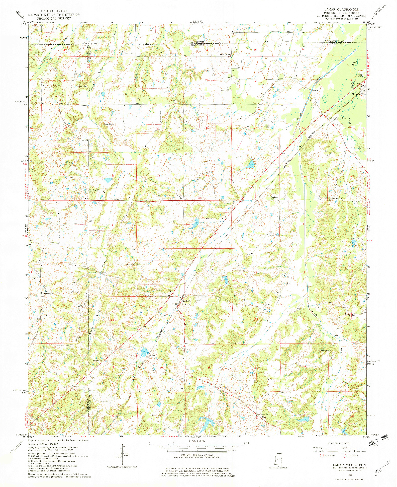 USGS 1:24000-SCALE QUADRANGLE FOR LAMAR, MS 1965