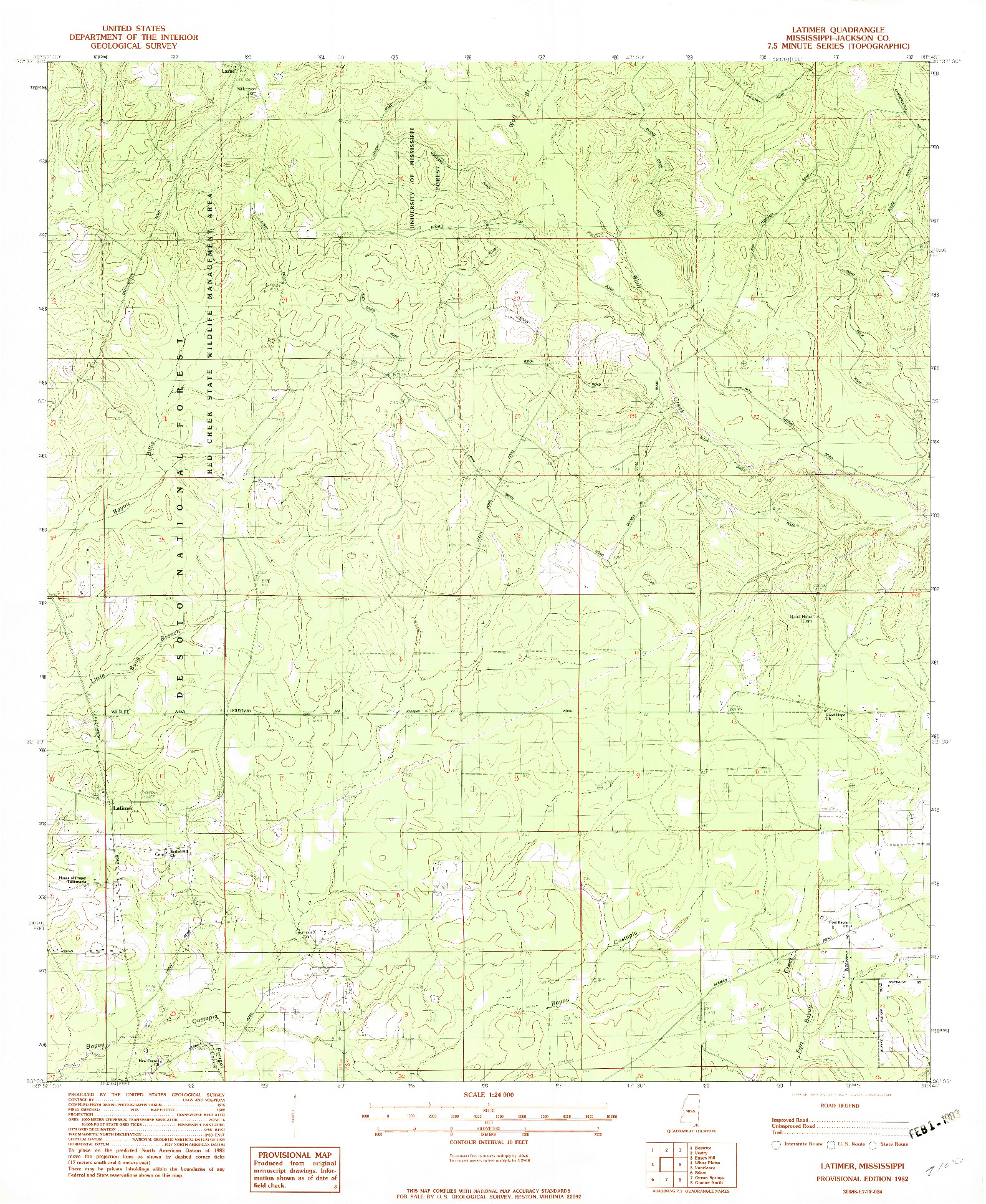 USGS 1:24000-SCALE QUADRANGLE FOR LATIMER, MS 1982