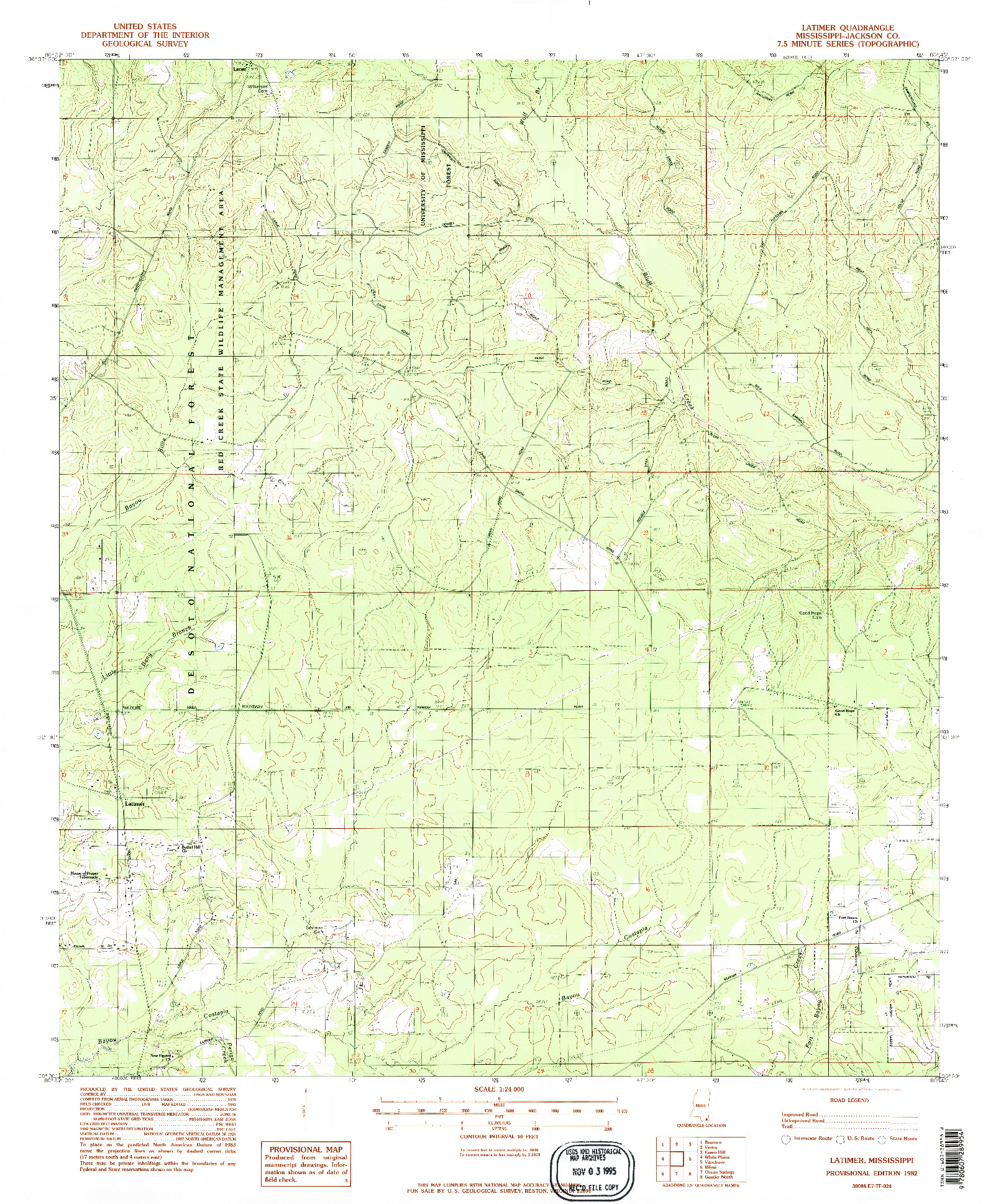 USGS 1:24000-SCALE QUADRANGLE FOR LATIMER, MS 1982