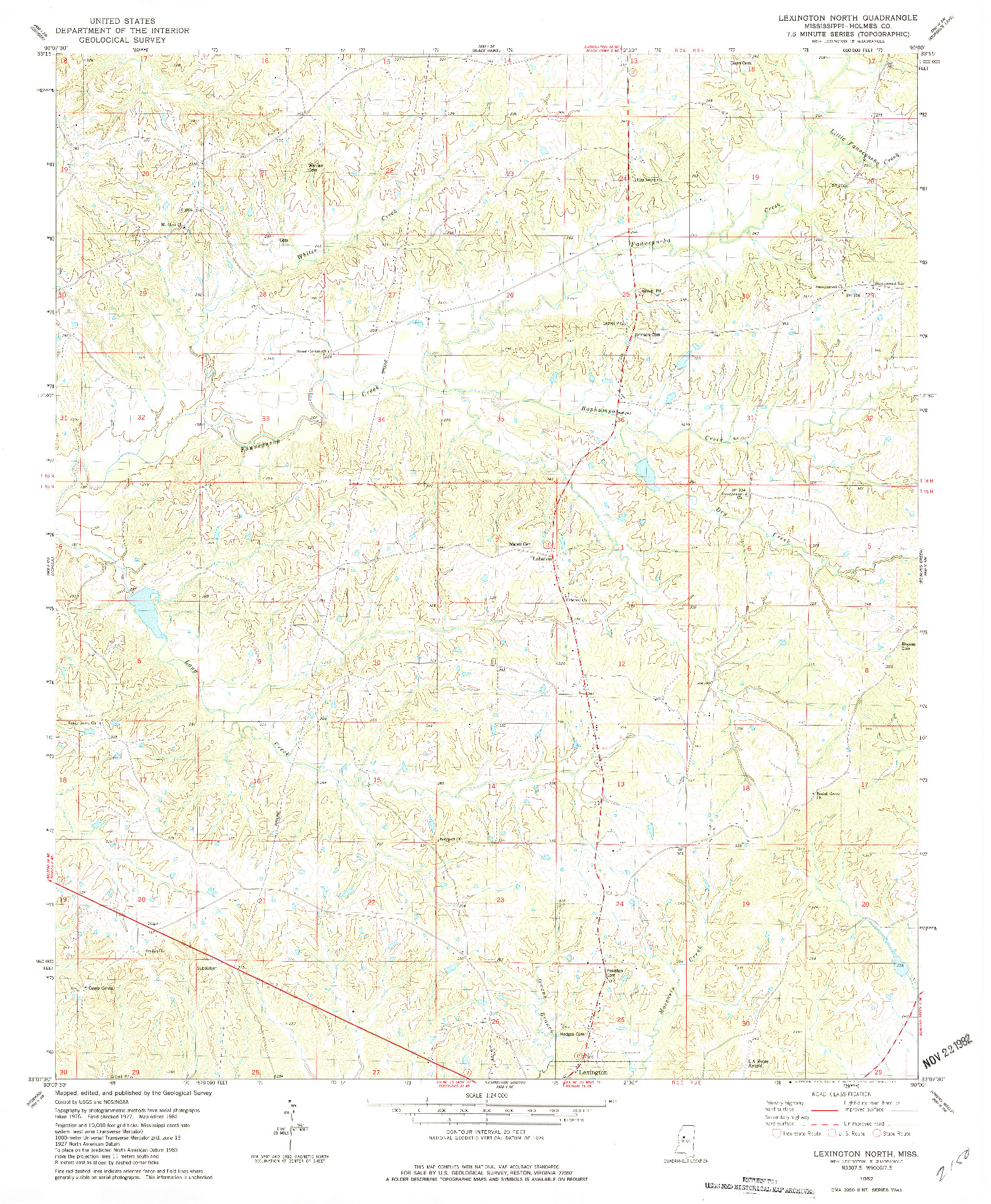USGS 1:24000-SCALE QUADRANGLE FOR LEXINGTON NORTH, MS 1982