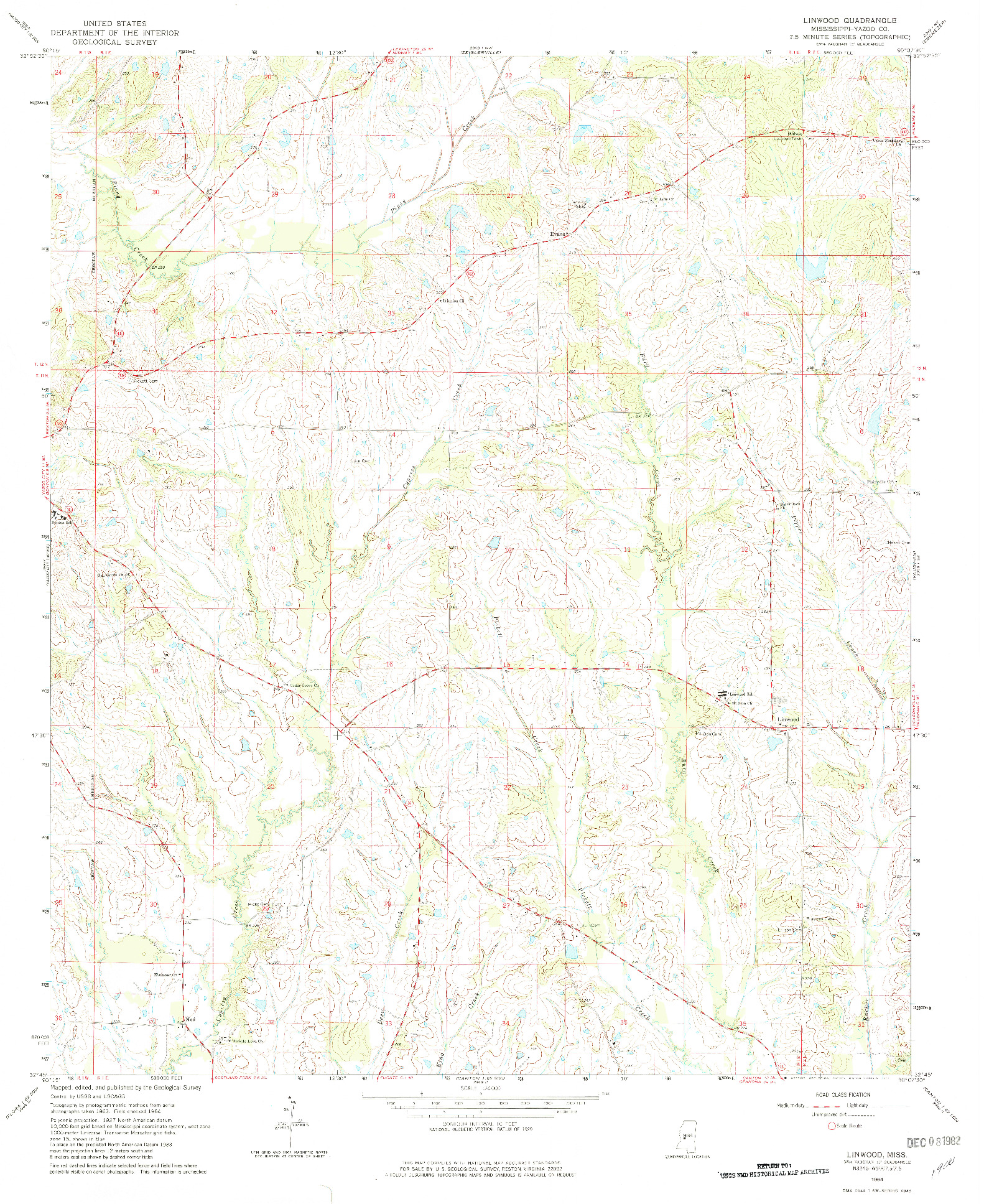 USGS 1:24000-SCALE QUADRANGLE FOR LINWOOD, MS 1964