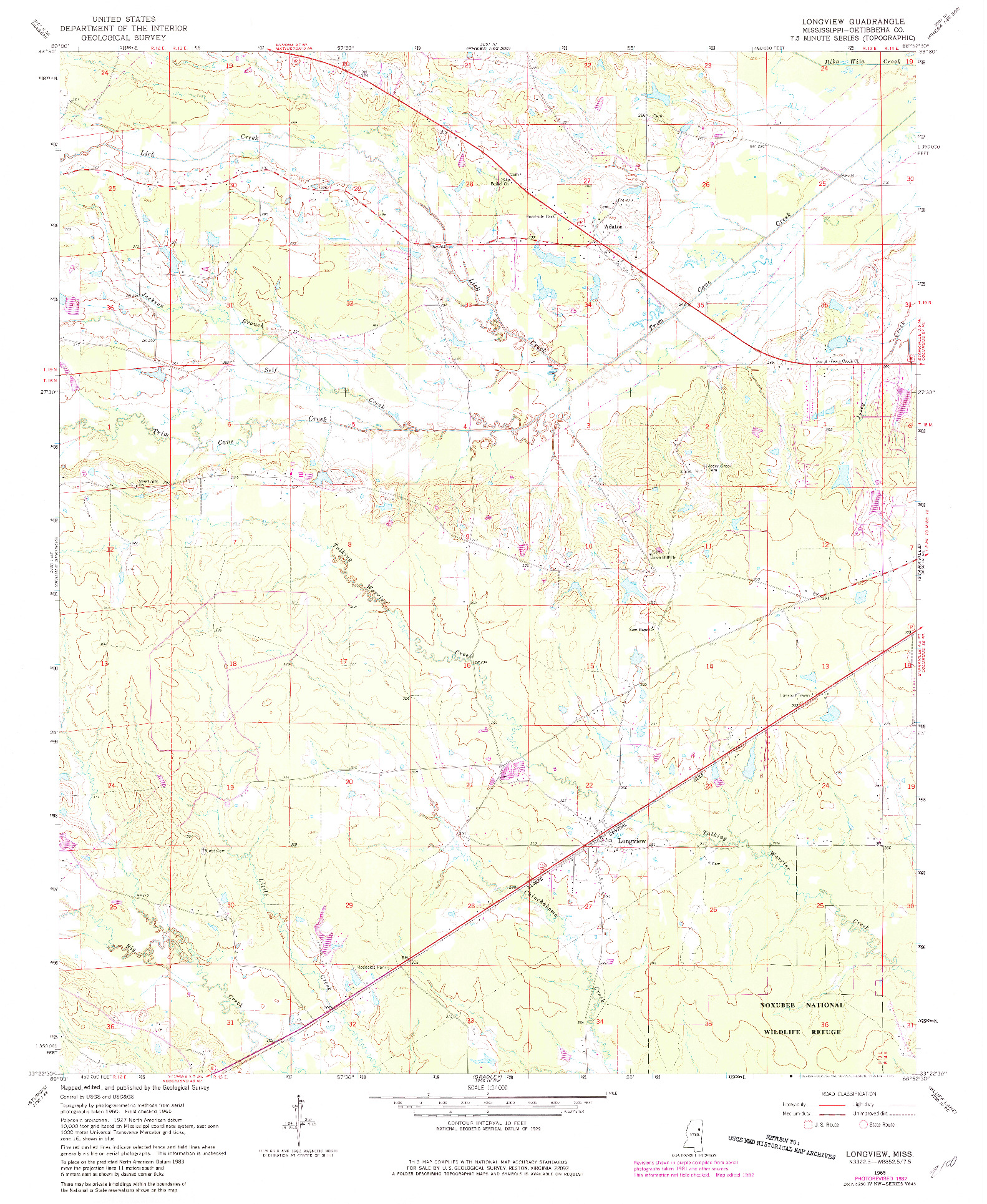 USGS 1:24000-SCALE QUADRANGLE FOR LONGVIEW, MS 1965