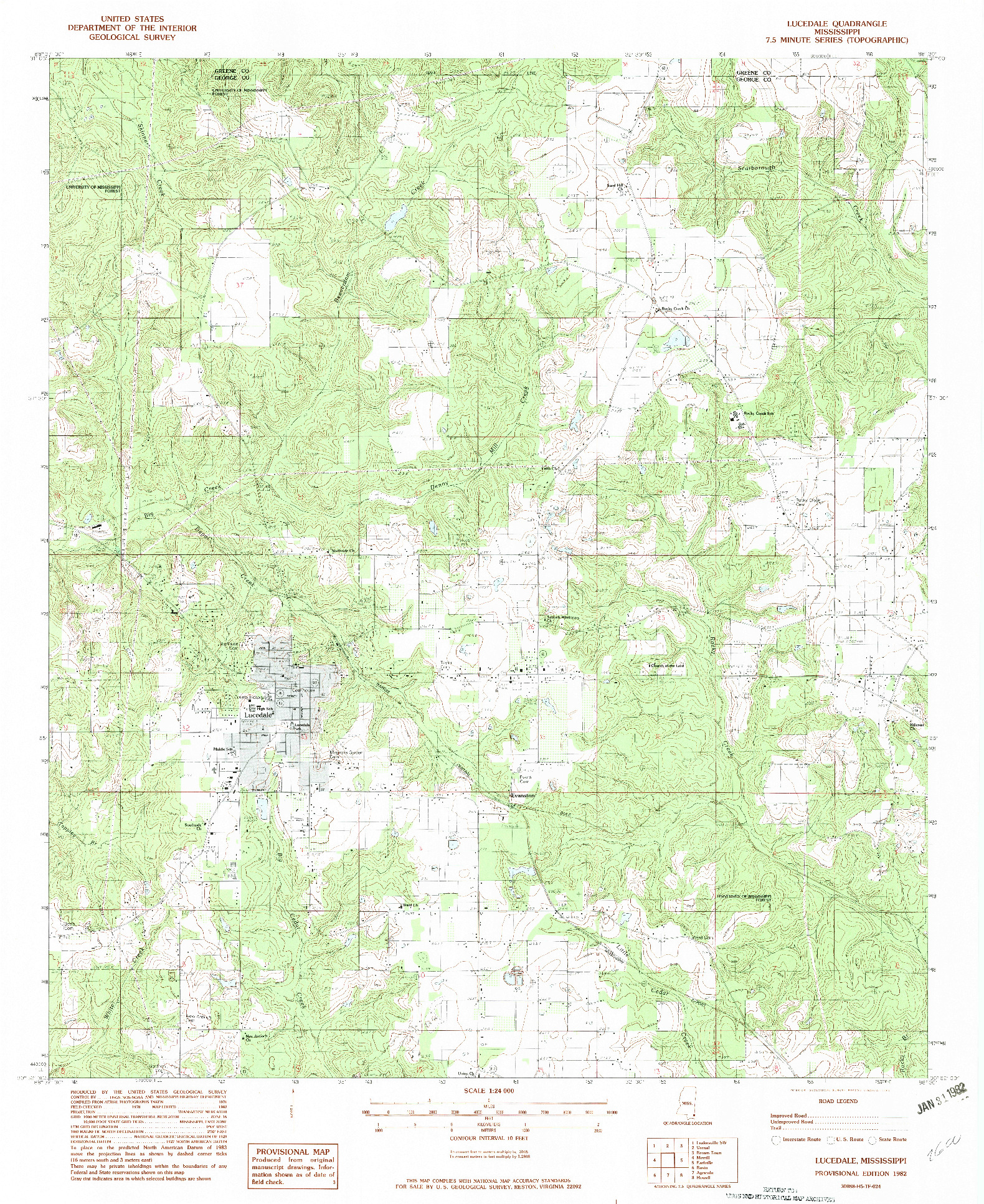 USGS 1:24000-SCALE QUADRANGLE FOR LUCEDALE, MS 1982