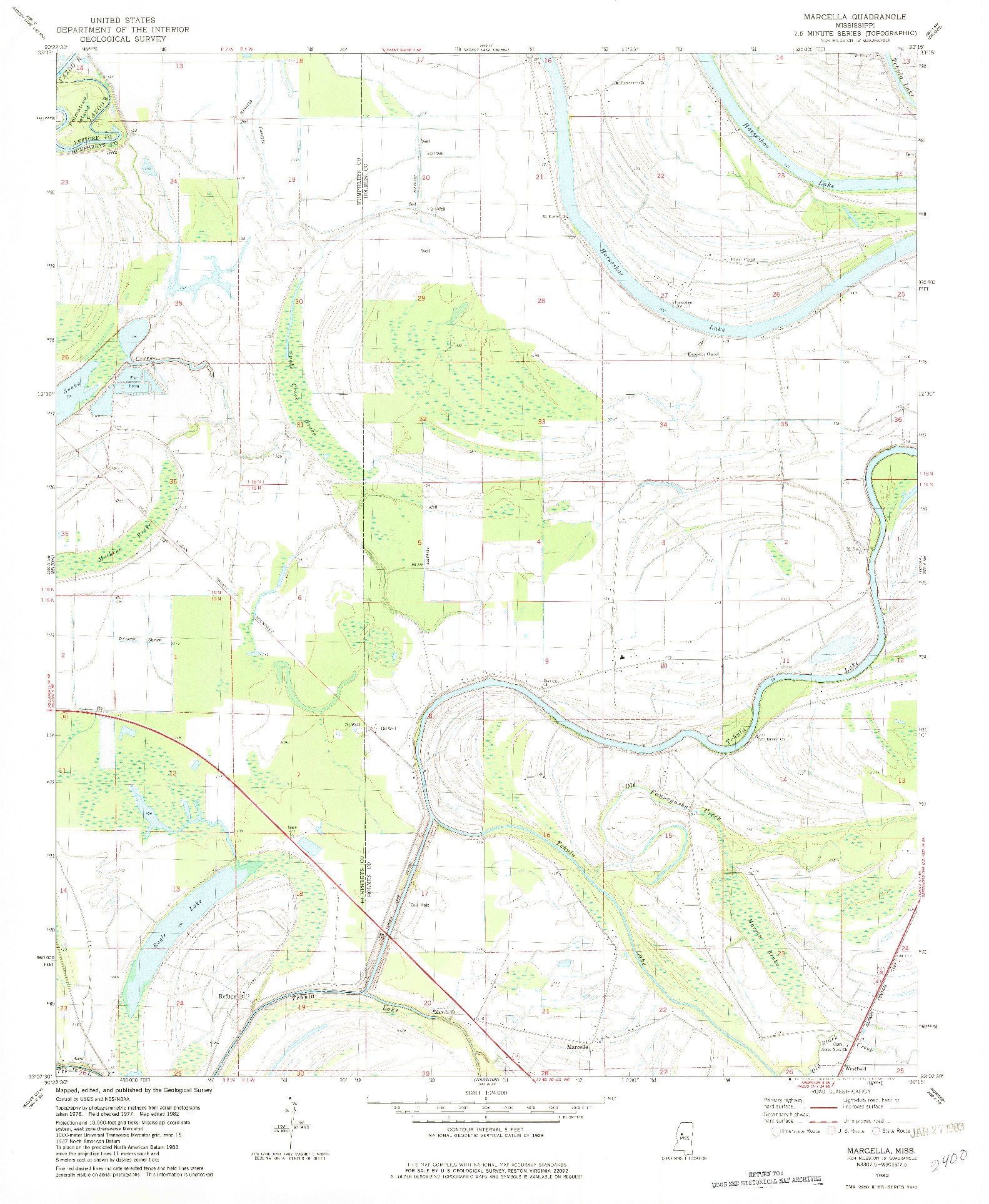 USGS 1:24000-SCALE QUADRANGLE FOR MARCELLA, MS 1982