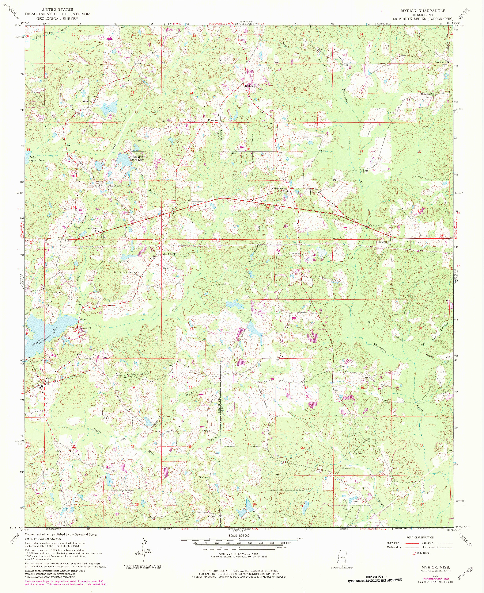 USGS 1:24000-SCALE QUADRANGLE FOR MYRICK, MS 1964