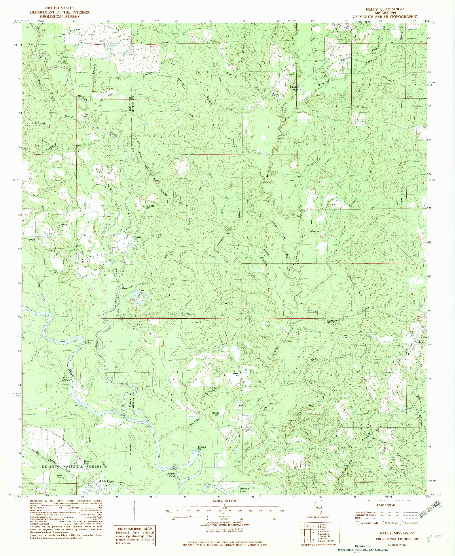 USGS 1:24000-SCALE QUADRANGLE FOR NEELY, MS 1982