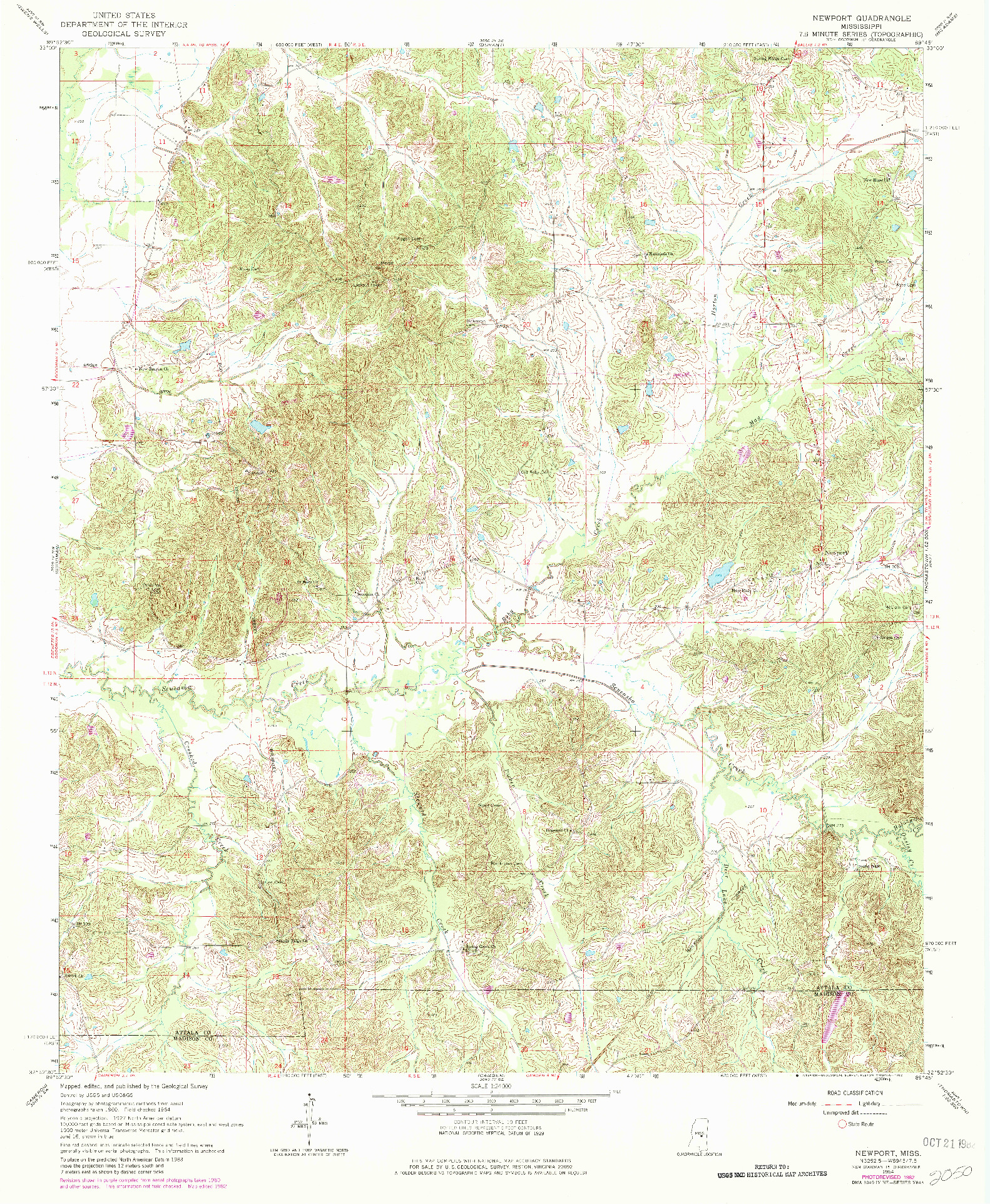 USGS 1:24000-SCALE QUADRANGLE FOR NEWPORT, MS 1964