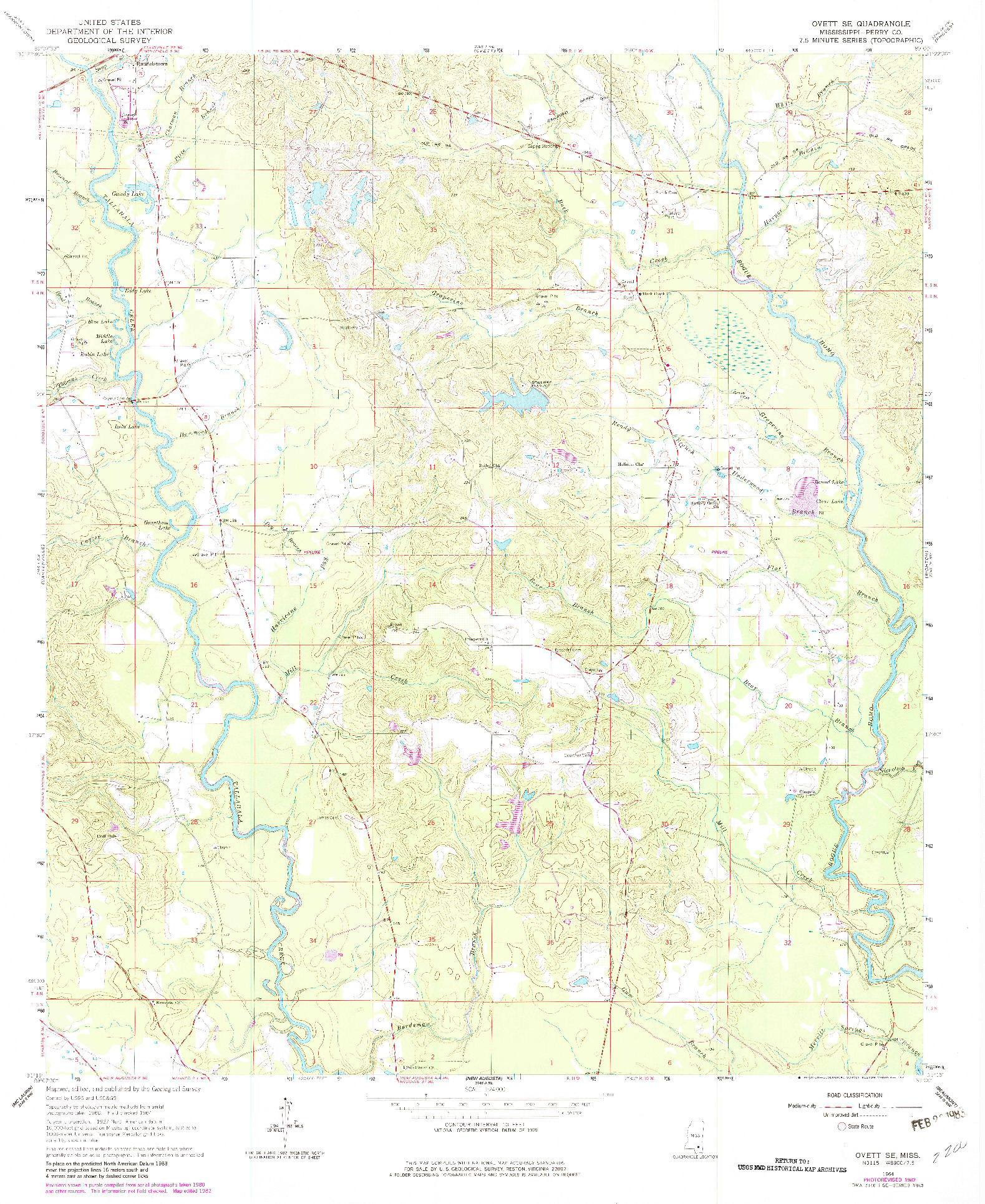 USGS 1:24000-SCALE QUADRANGLE FOR OVETT SE, MS 1964