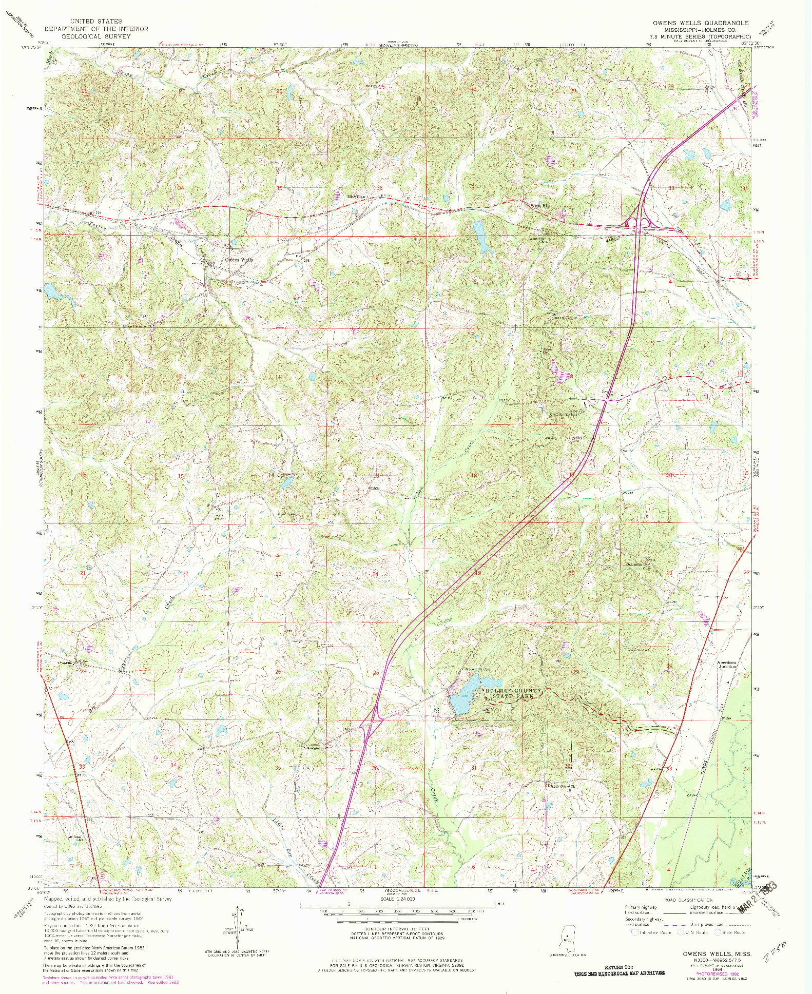 USGS 1:24000-SCALE QUADRANGLE FOR OWENS WELLS, MS 1964