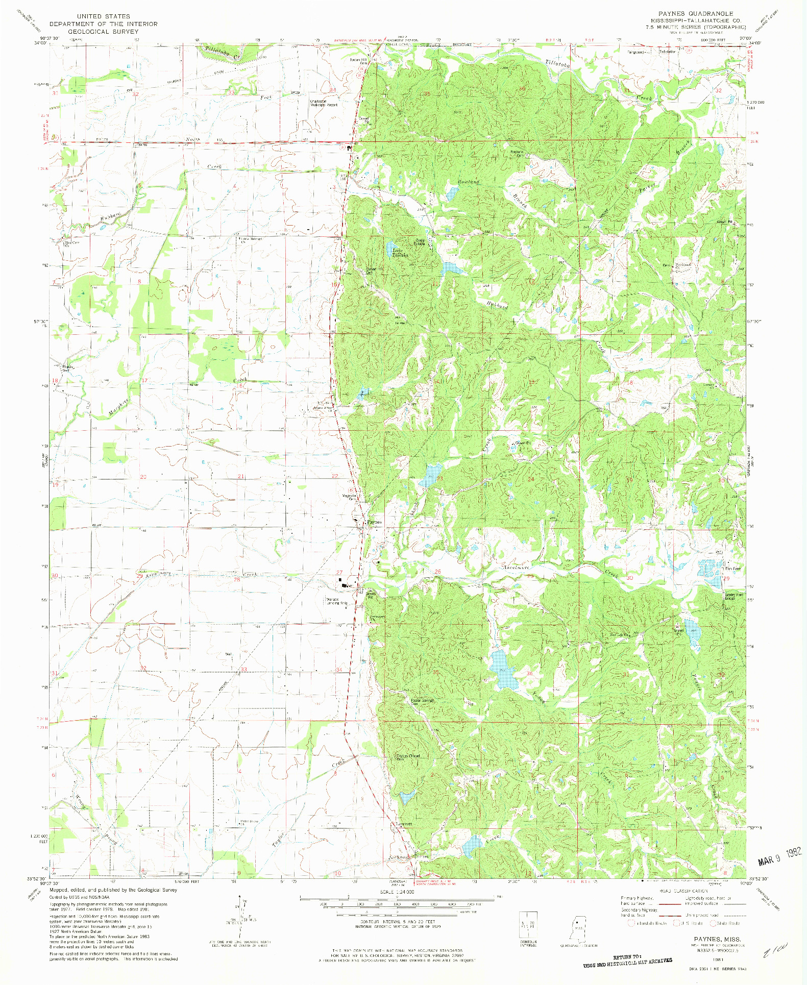 USGS 1:24000-SCALE QUADRANGLE FOR PAYNES, MS 1981