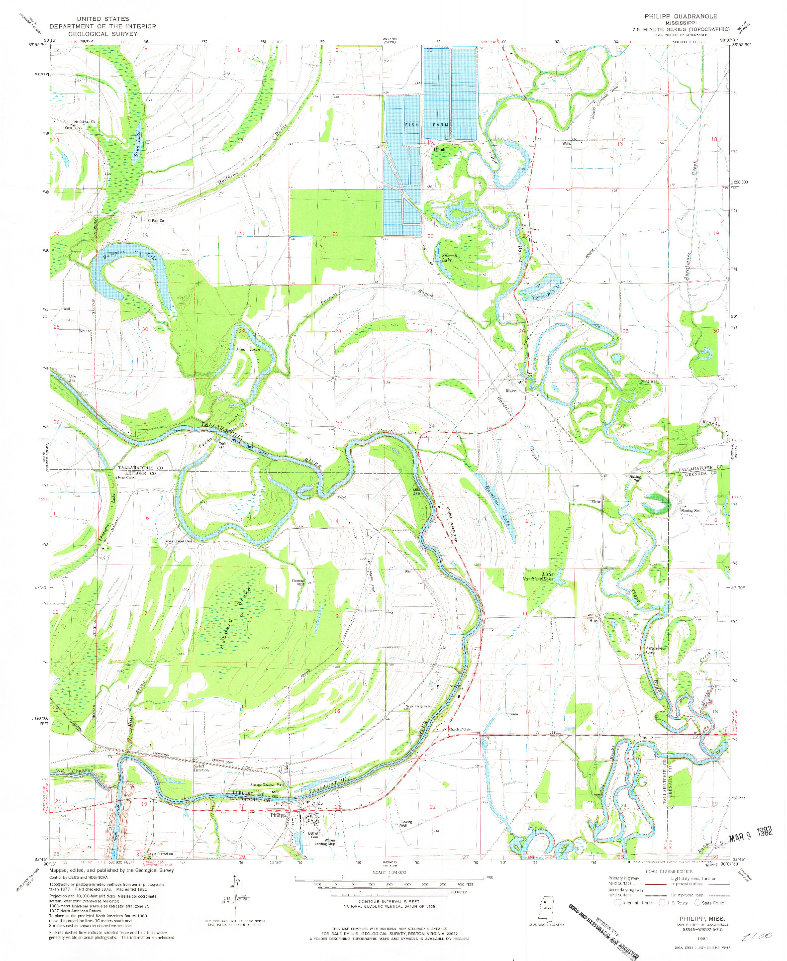 USGS 1:24000-SCALE QUADRANGLE FOR PHILIPP, MS 1981