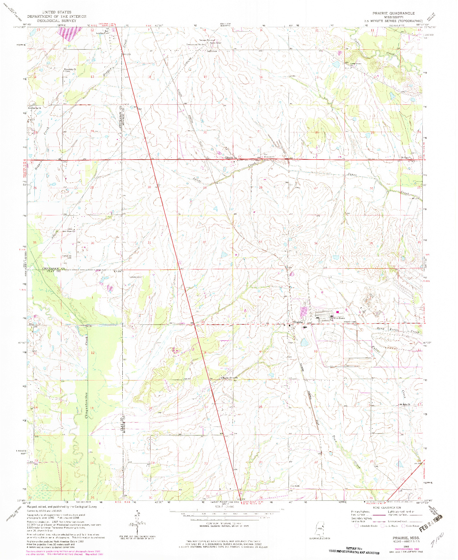 USGS 1:24000-SCALE QUADRANGLE FOR PRAIRIE, MS 1966