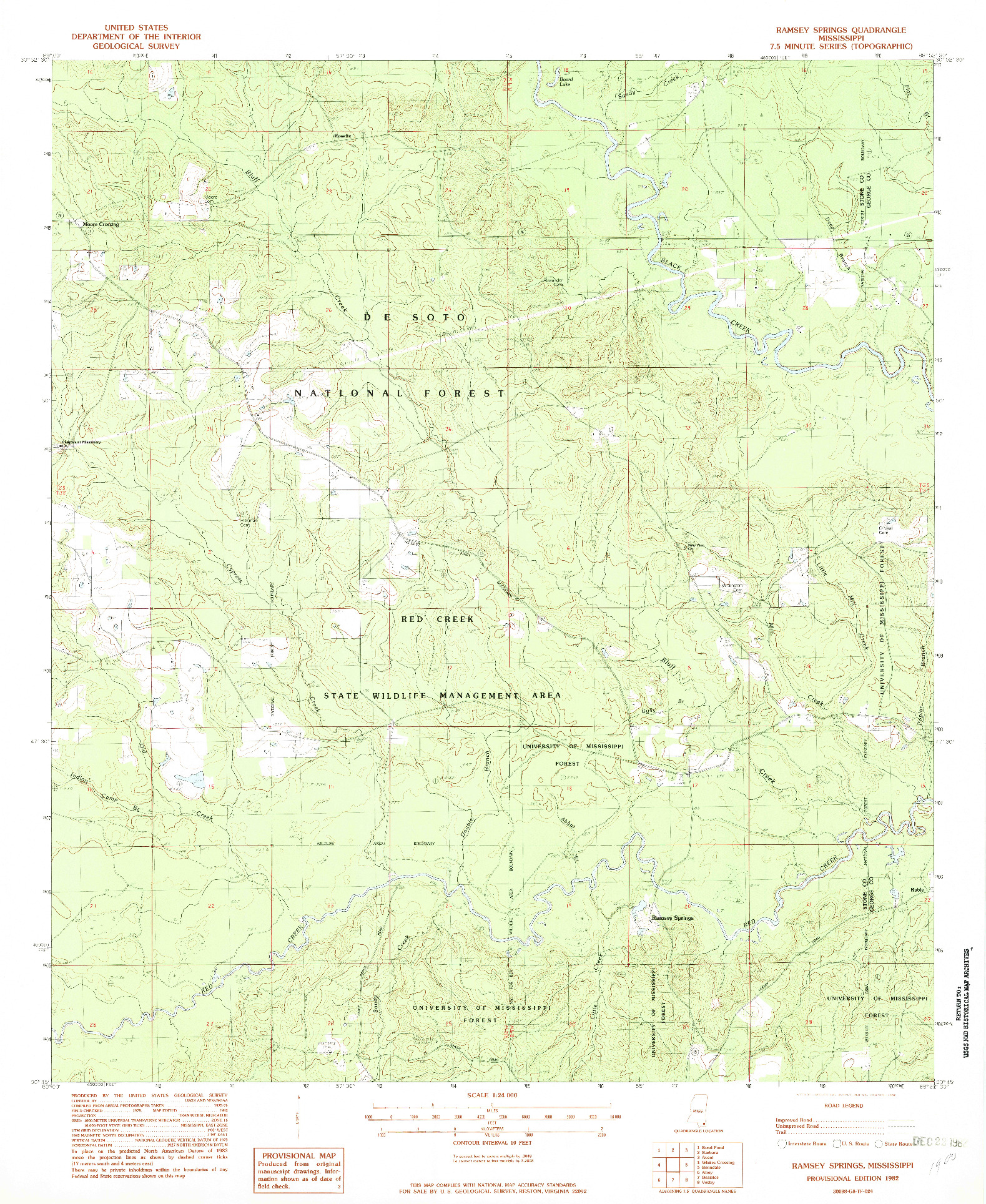 USGS 1:24000-SCALE QUADRANGLE FOR RAMSEY SPRINGS, MS 1982