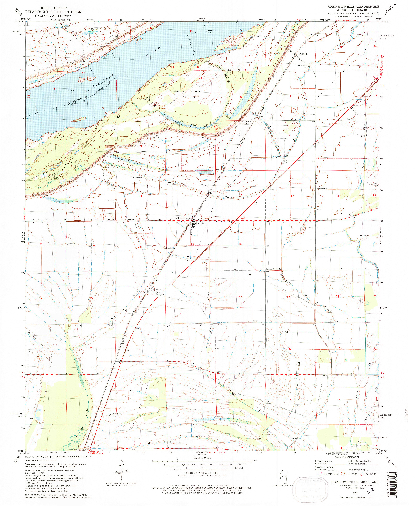 USGS 1:24000-SCALE QUADRANGLE FOR ROBINSONVILLE, MS 1981