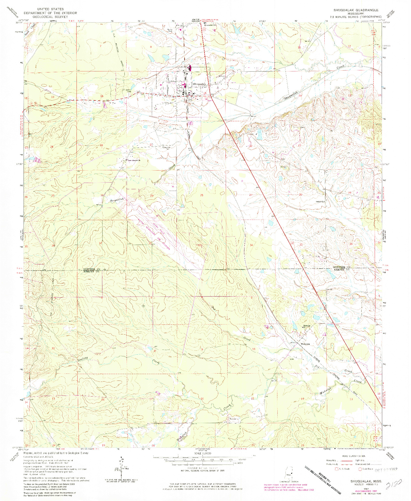 USGS 1:24000-SCALE QUADRANGLE FOR SHUQUALAK, MS 1962