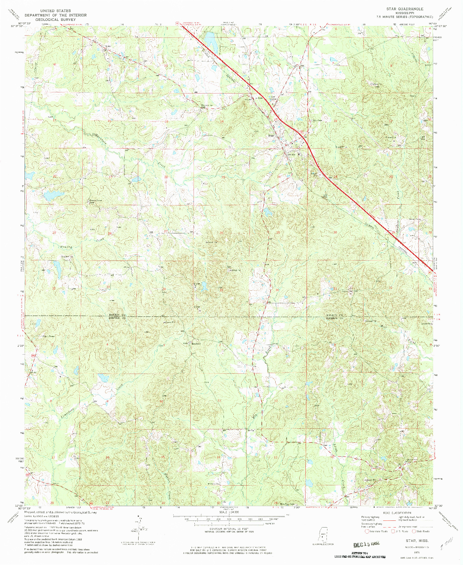 USGS 1:24000-SCALE QUADRANGLE FOR STAR, MS 1971