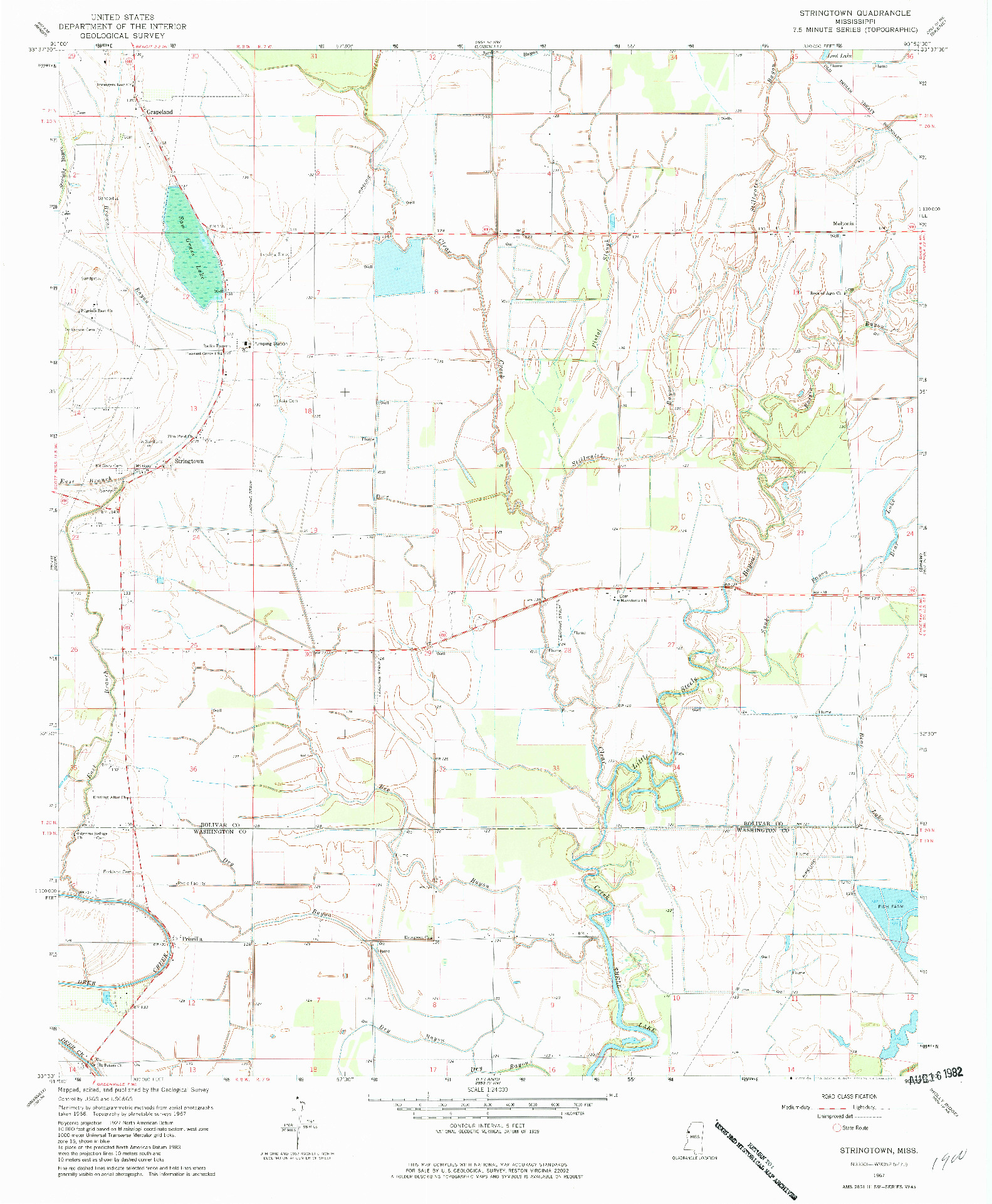 USGS 1:24000-SCALE QUADRANGLE FOR STRINGTOWN, MS 1967