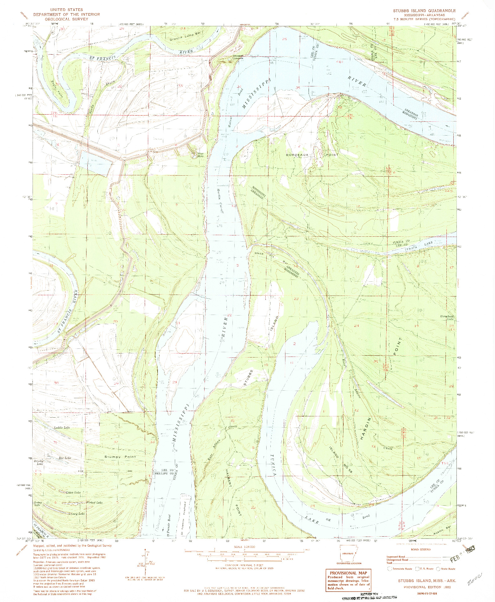 USGS 1:24000-SCALE QUADRANGLE FOR STUBBS ISLAND, MS 1982