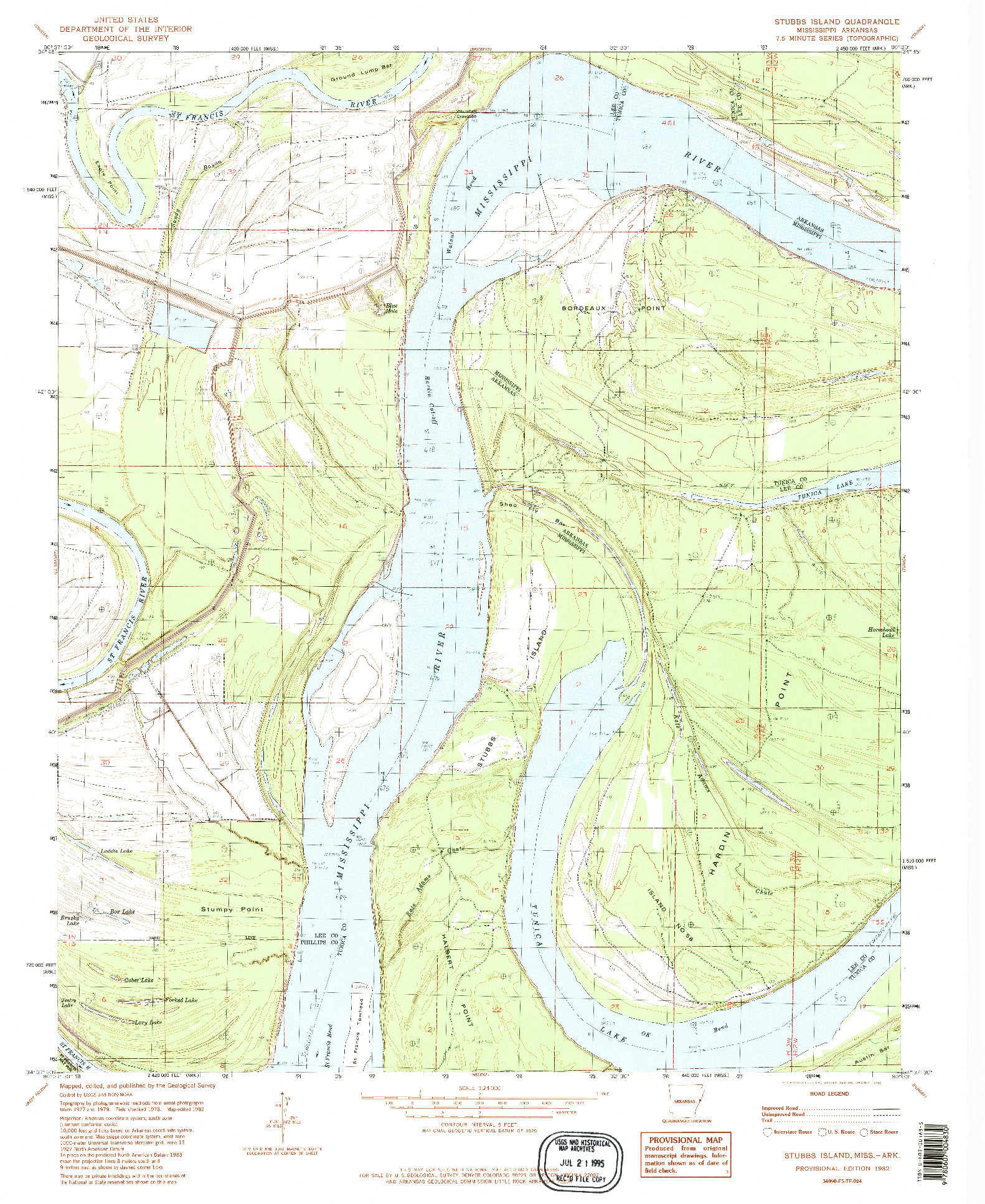 USGS 1:24000-SCALE QUADRANGLE FOR STUBBS ISLAND, MS 1982