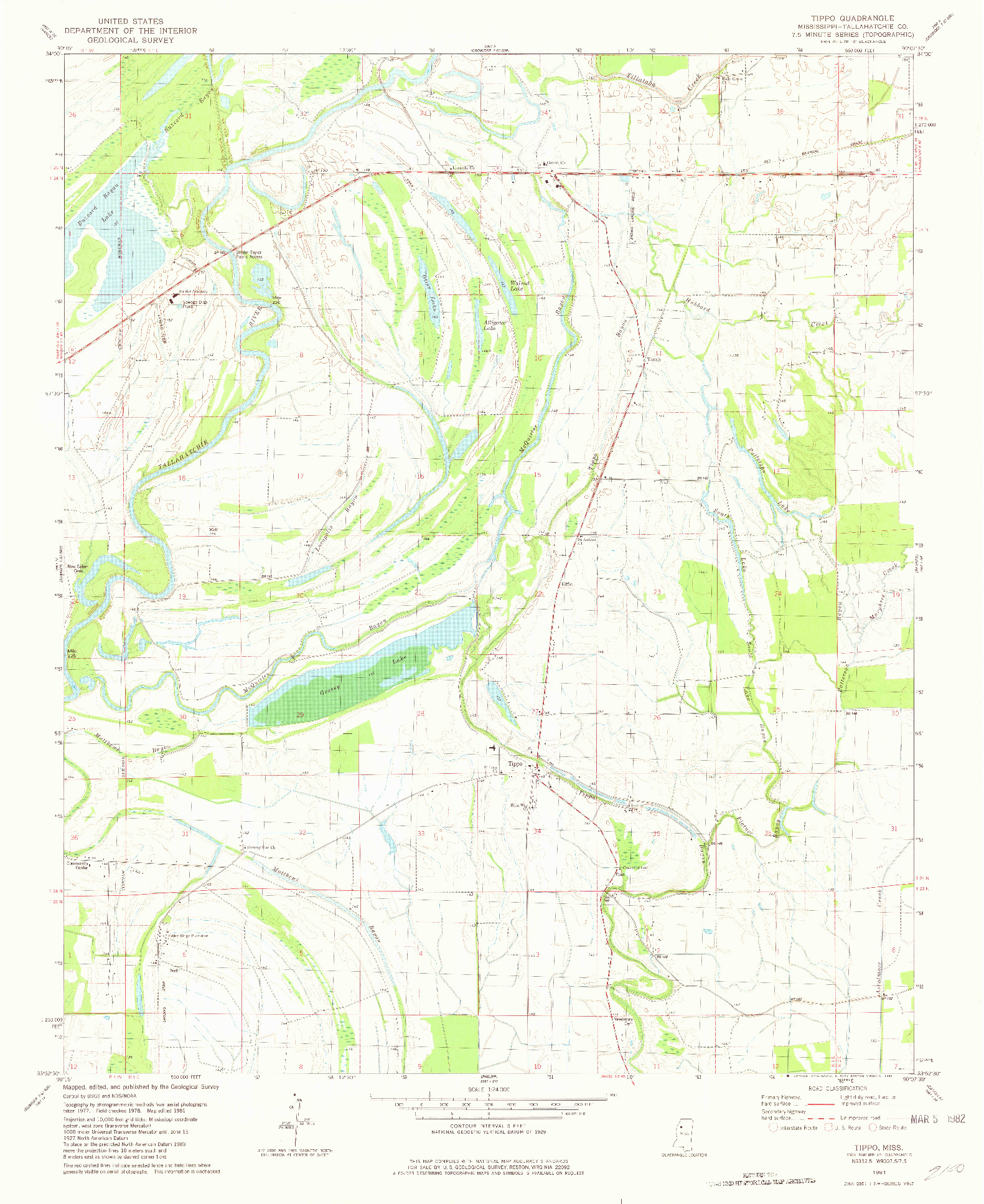 USGS 1:24000-SCALE QUADRANGLE FOR TIPPO, MS 1981